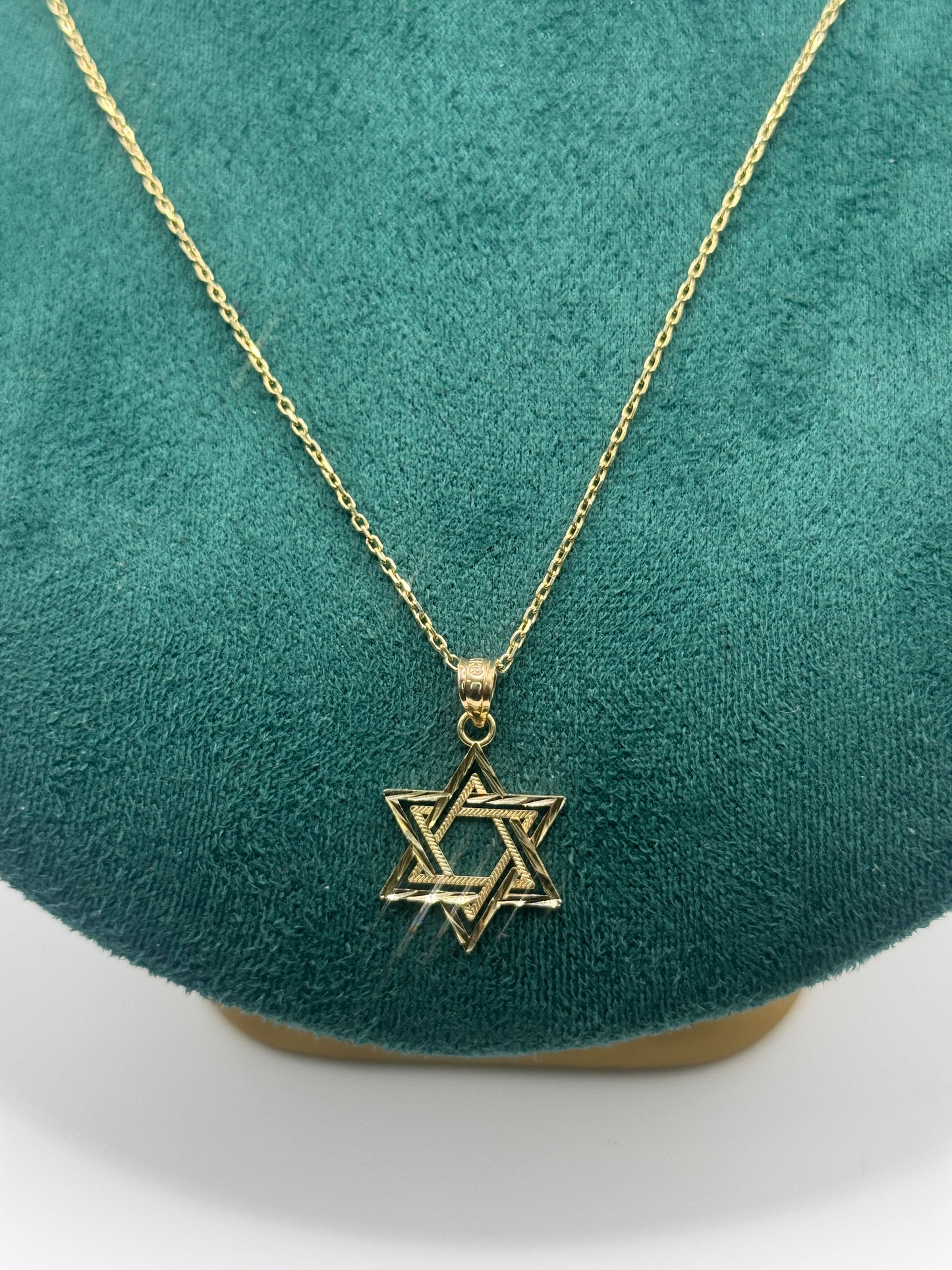 14k Gold necklace 18”inch With David Star pendant unisex necklace