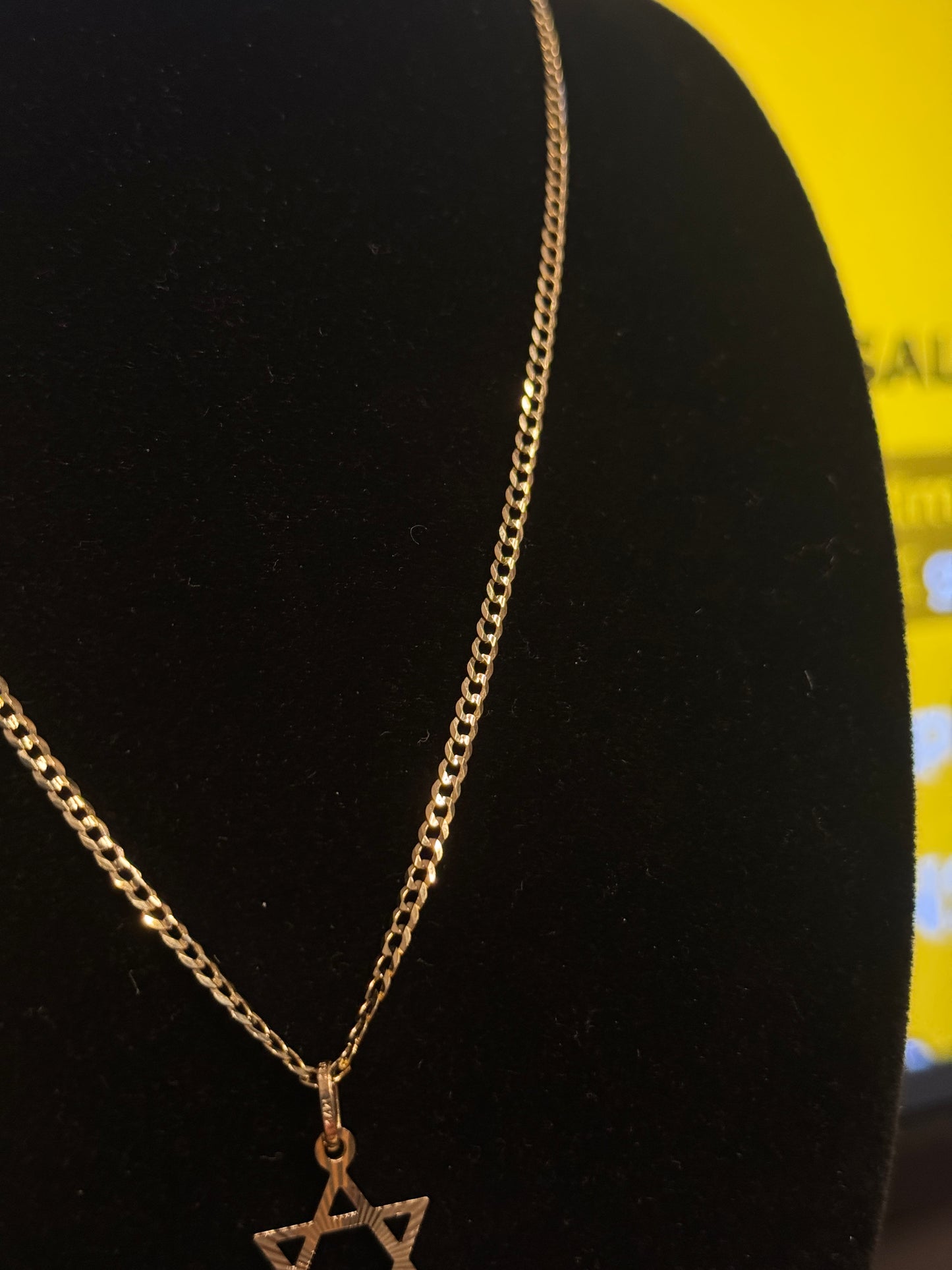 14K Gold Curb Link Chain with King David Pendant – Unisex