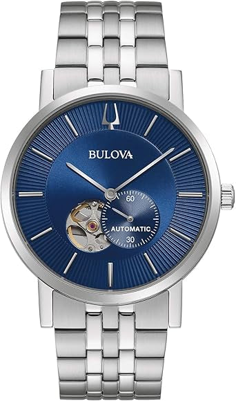 Bulova Men's Automatic Clip Stainless Steel Watch with Blue Dial