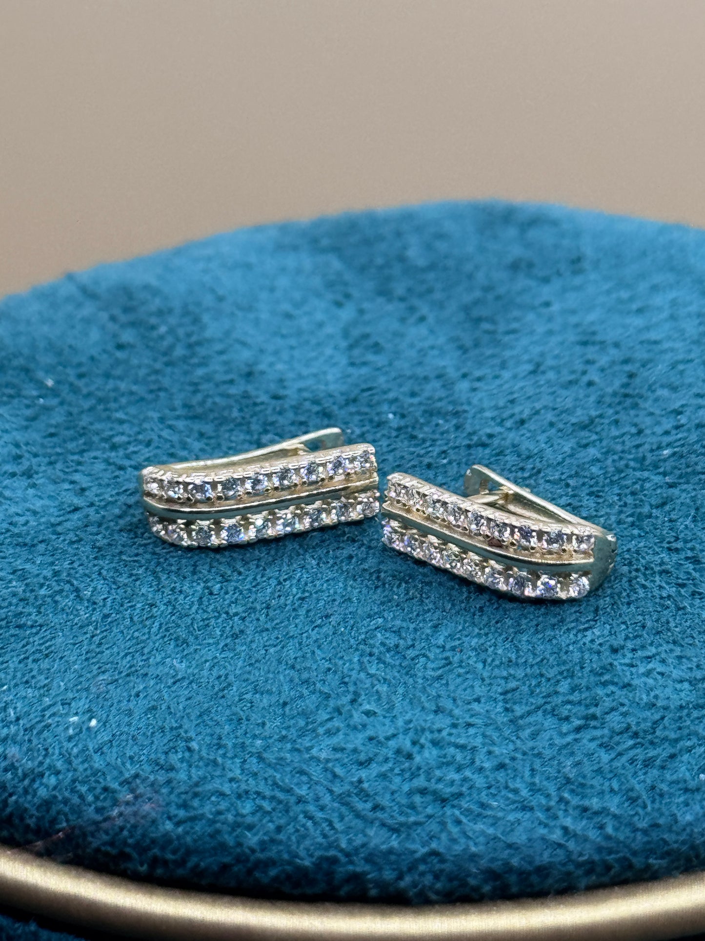 14K Gold Statement Hoop Earrings with Double Row CZ – Iced Out Hoop Earrings for Women, Luxury Gold Jewelry