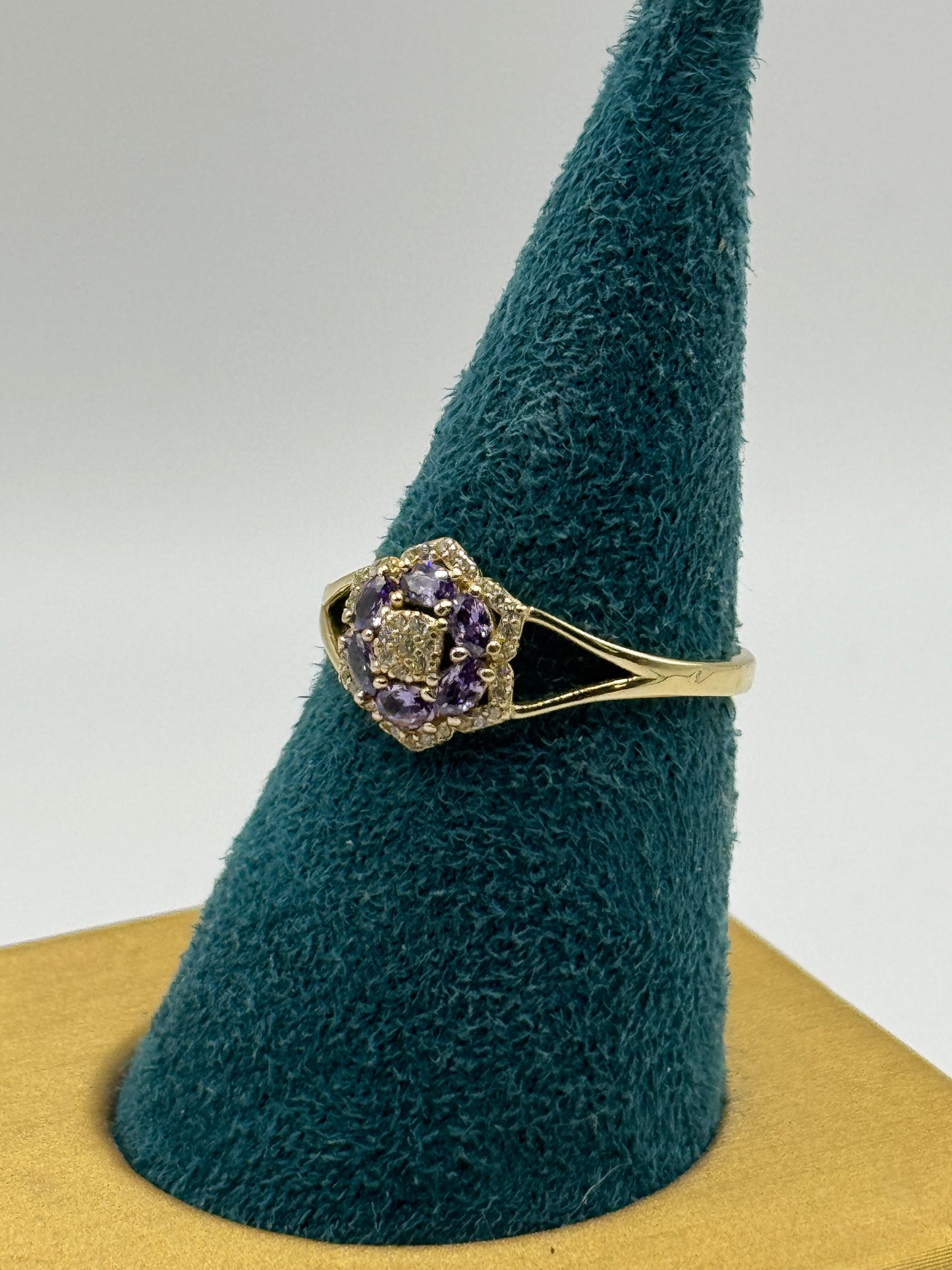 14k gold ZC flower ring for women