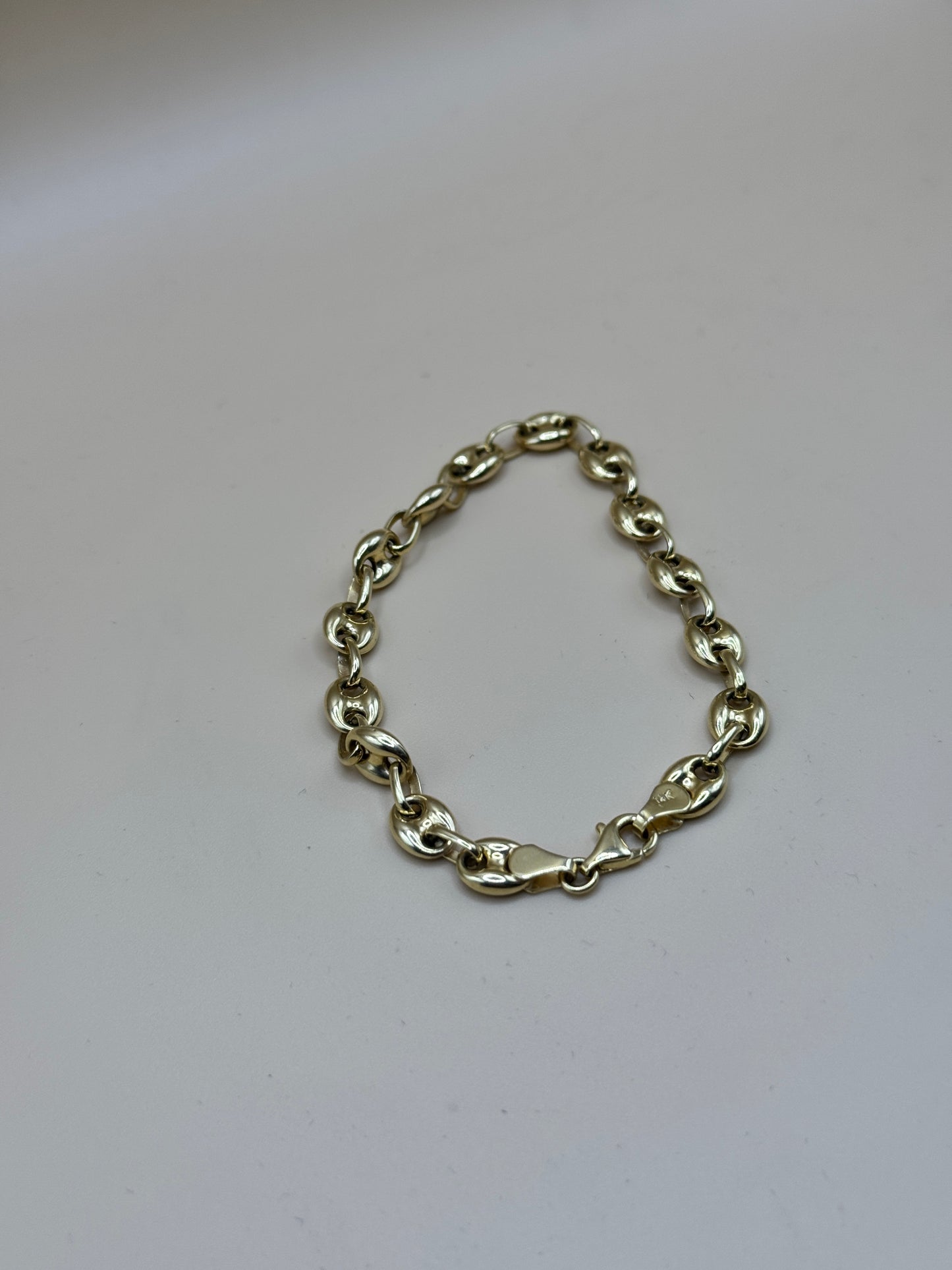 14K Gold Puffed Mariner Link Bracelet – 7” for women