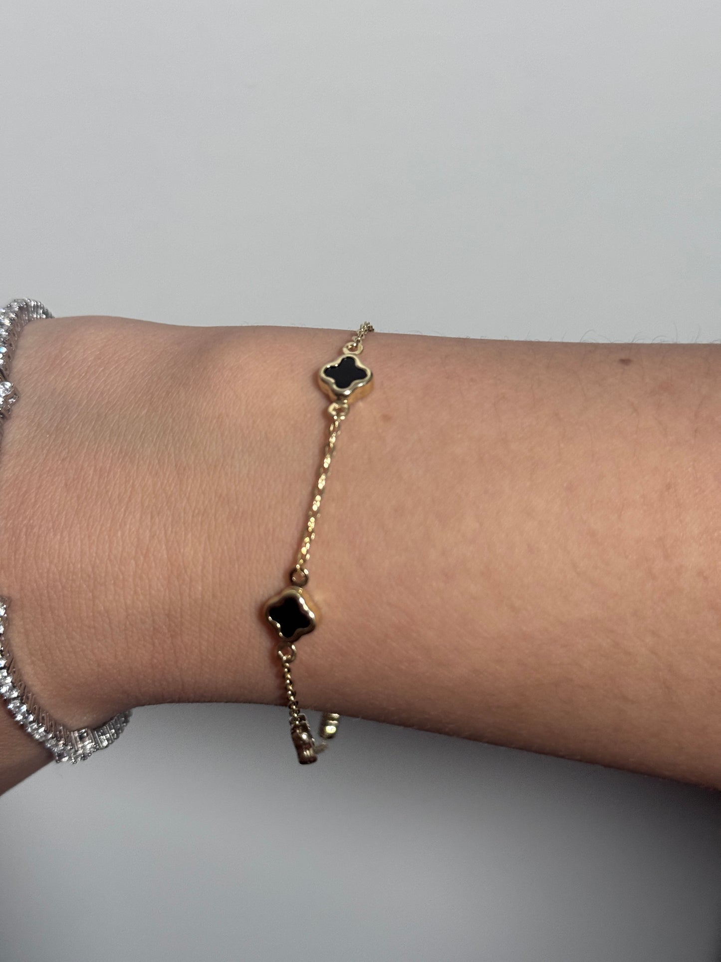 14K Gold Clover Jewelry Set – 16” Necklace & 7.5” Bracelet for Women, Matching Gold Set, Dainty Gift