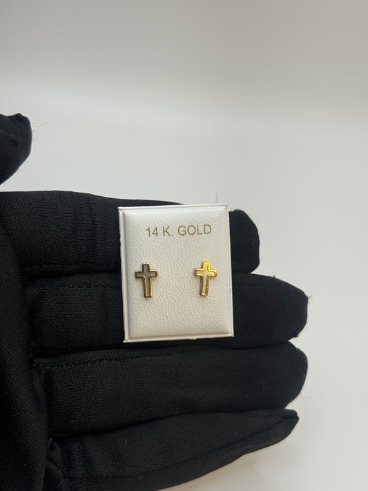 14K Gold Cross Stud Earrings for Women – Elegant & Meaningful