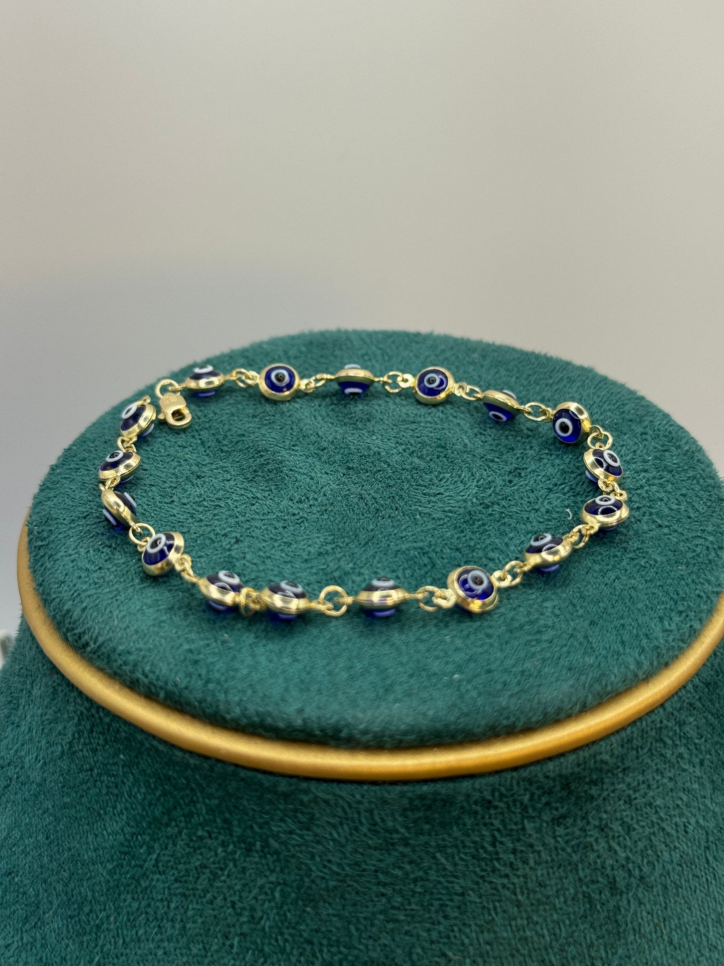 14K Gold Evil Eye Bracelet – Stylish Protection 8” long for women