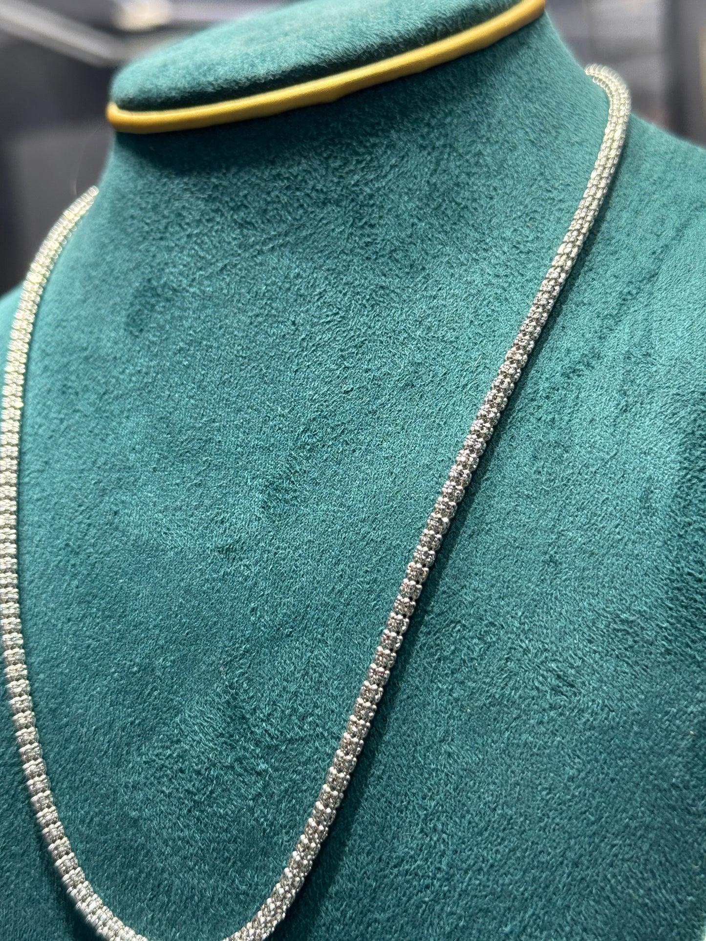 14k white gold ice 3.1mm ice chain 20”inch For men