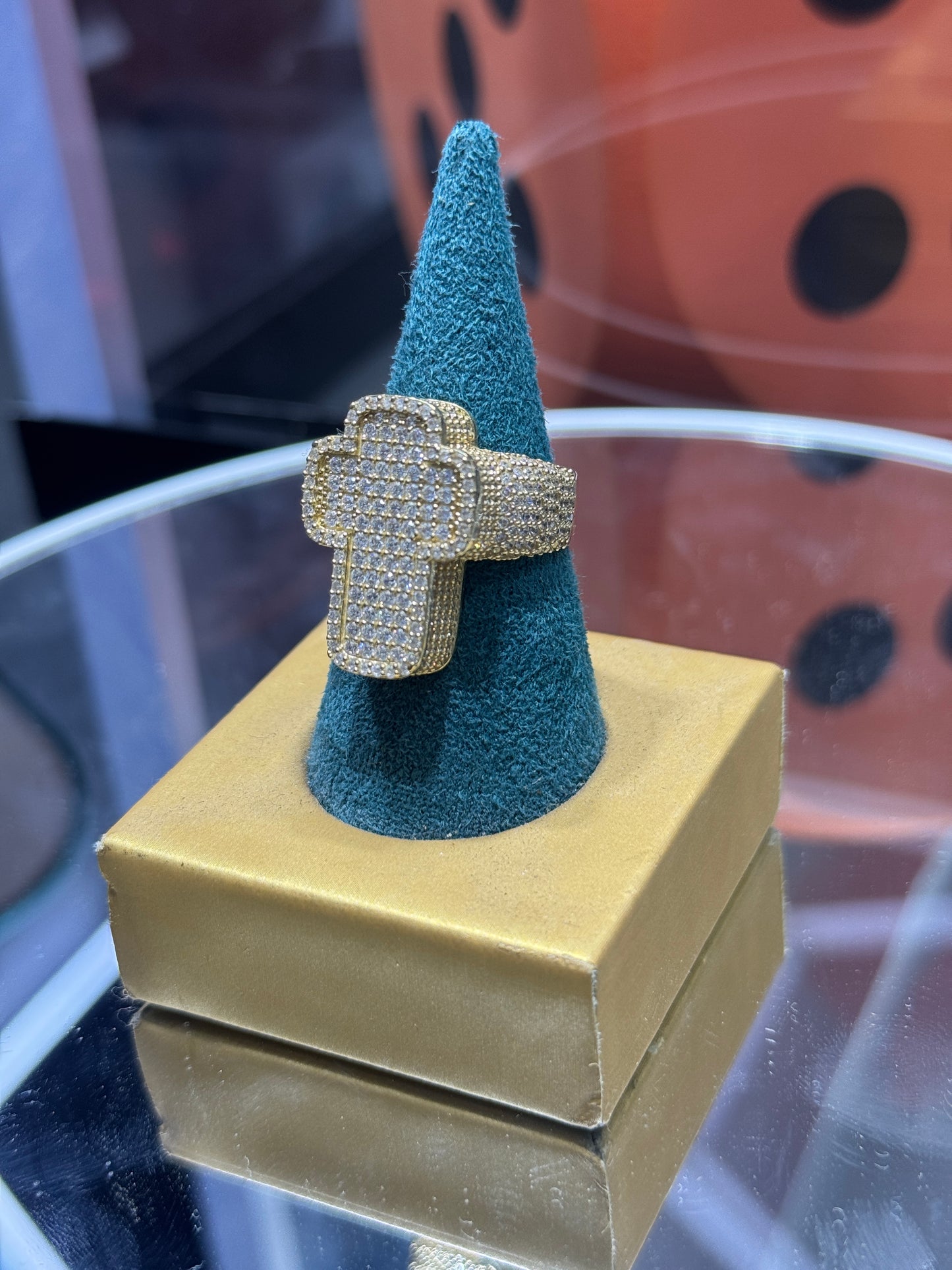 14K Gold ZC Cross Ring size 9” for men