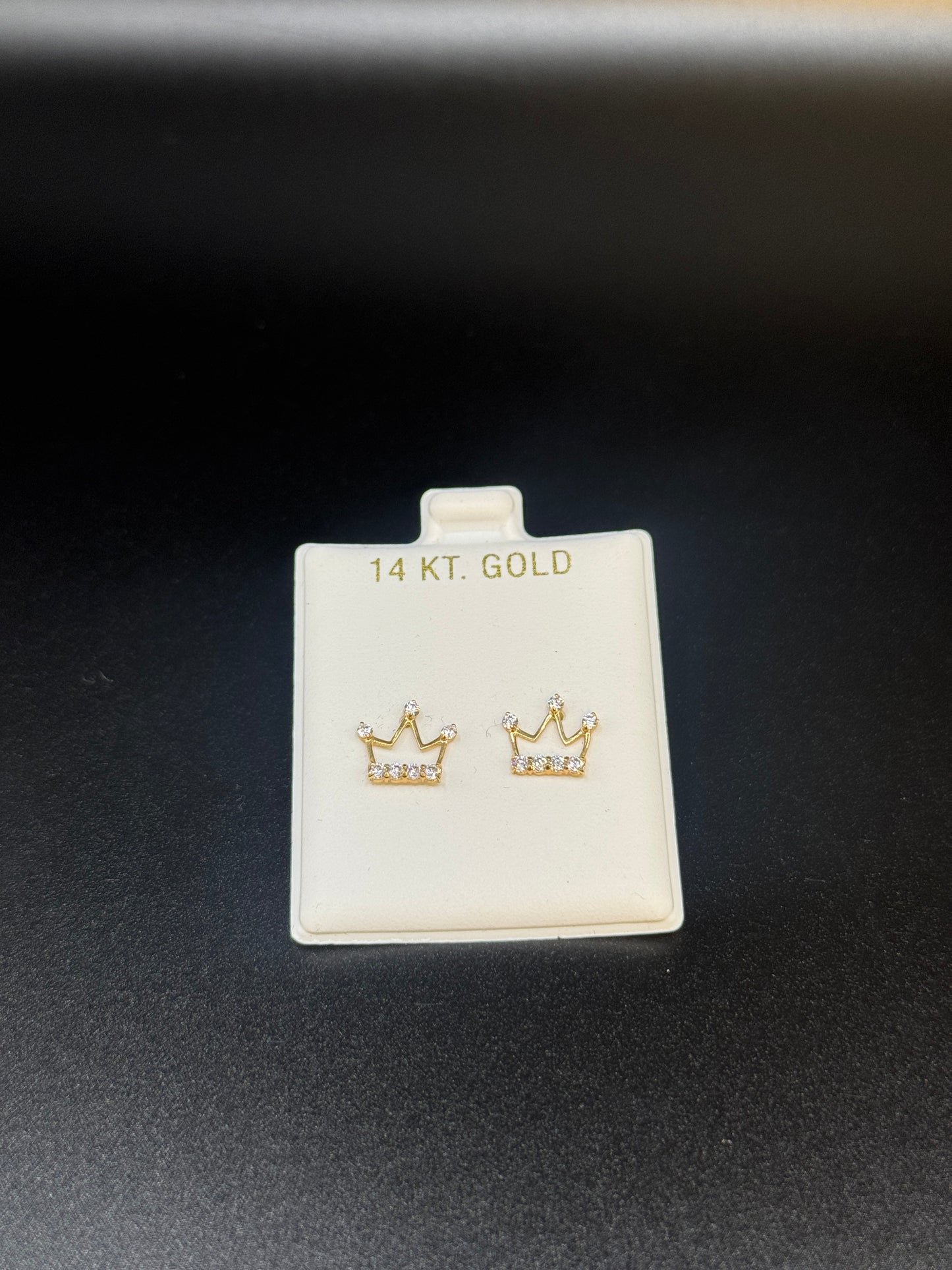 14K Gold Crown Stud Earrings for Women – Sparkling Royalty