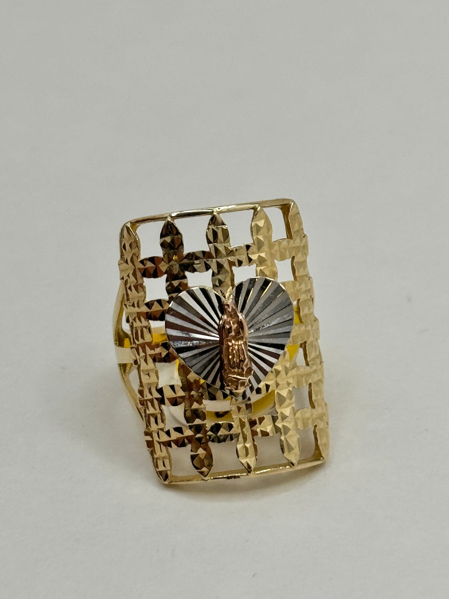 14k gold heart ring with Virgin Mary