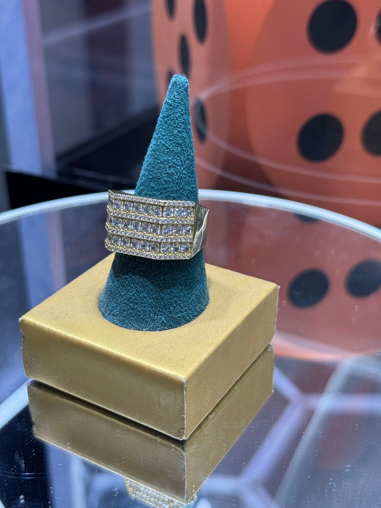 14K Gold Men’s Ring – Sparkling Cubic Zirconia 11.5”