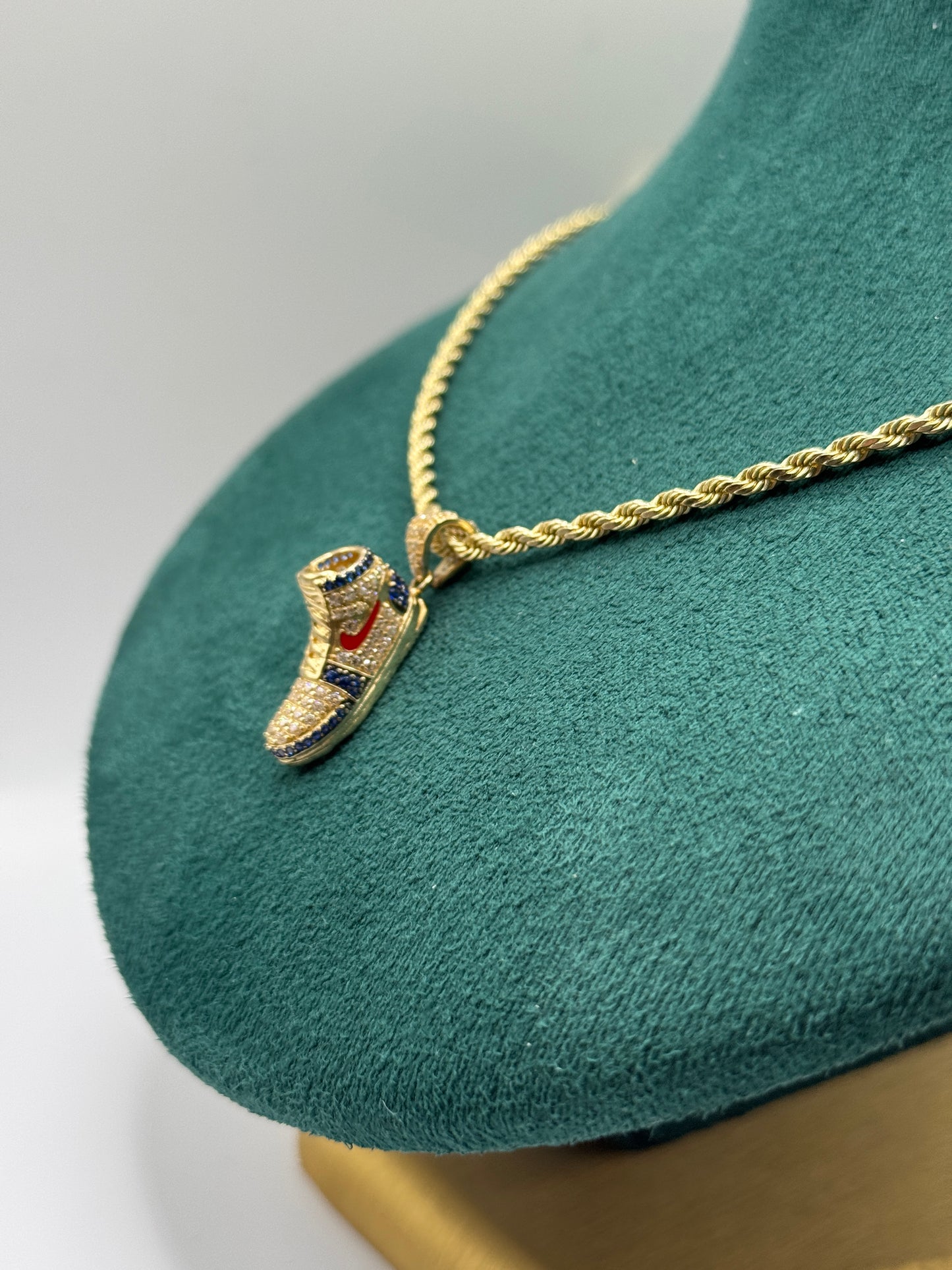 14K Gold Rope Chain with Shoe Pendant 23” long for men