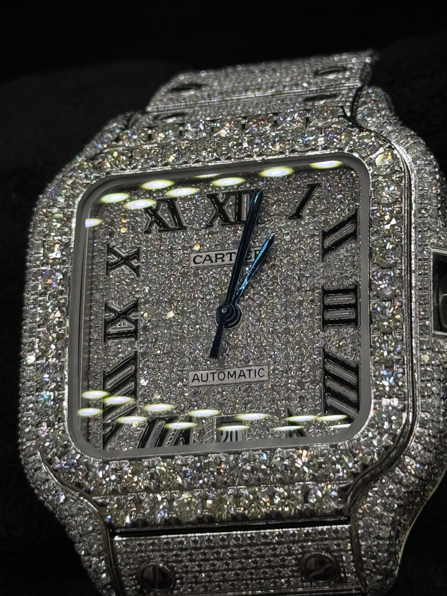 Cartier Santos Bust Down Watch with Diamond Bezel – Iced Out Luxury Watch, Men’s Statement Timepiece