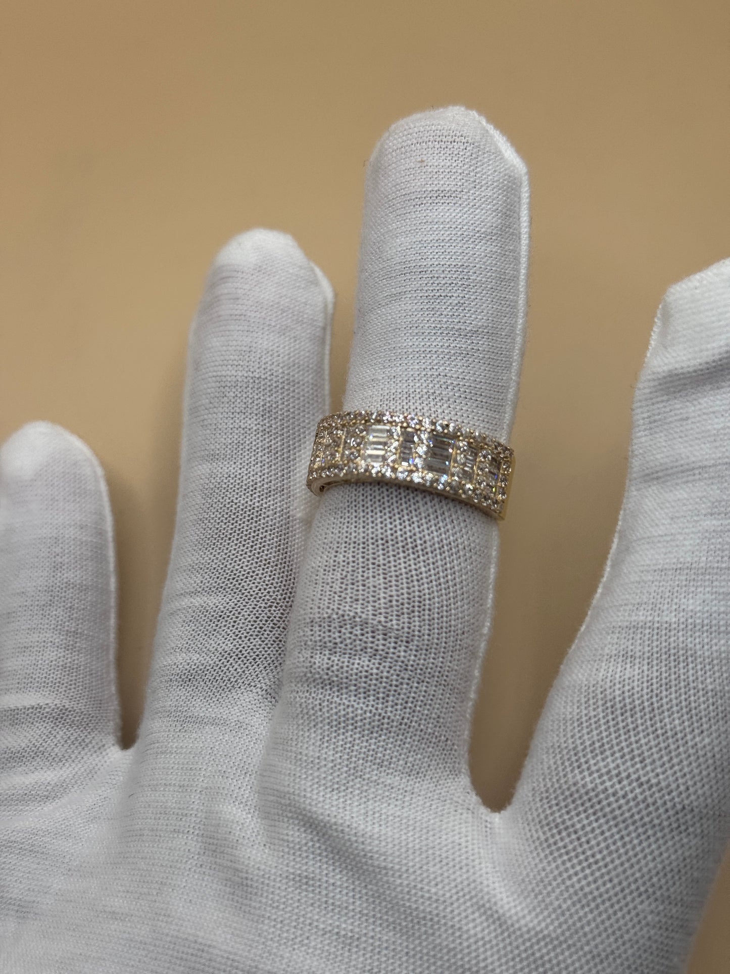 14K Gold Baguette CZ Ring Size 10.5 for Men – Real Gold Statement Ring, Iced Out Jewelry