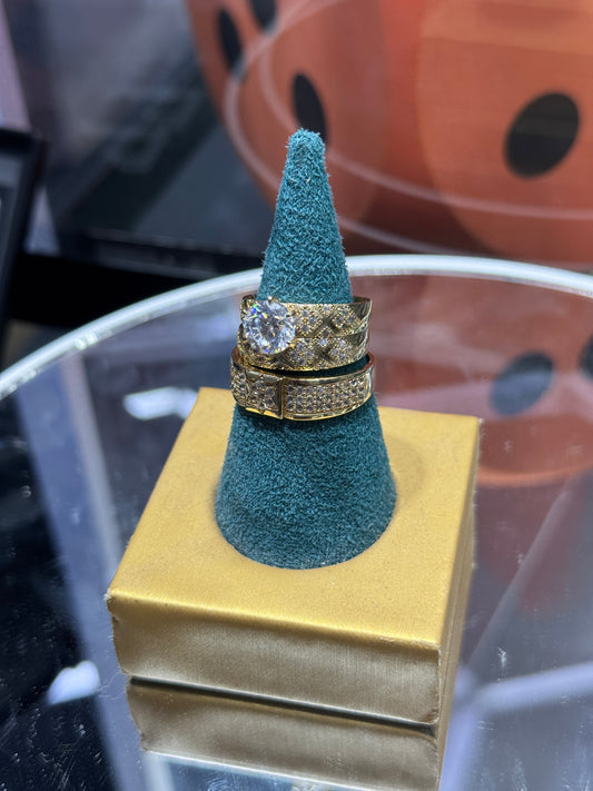 Trio ZC Wedding Ring Set  Love in 14K Gold