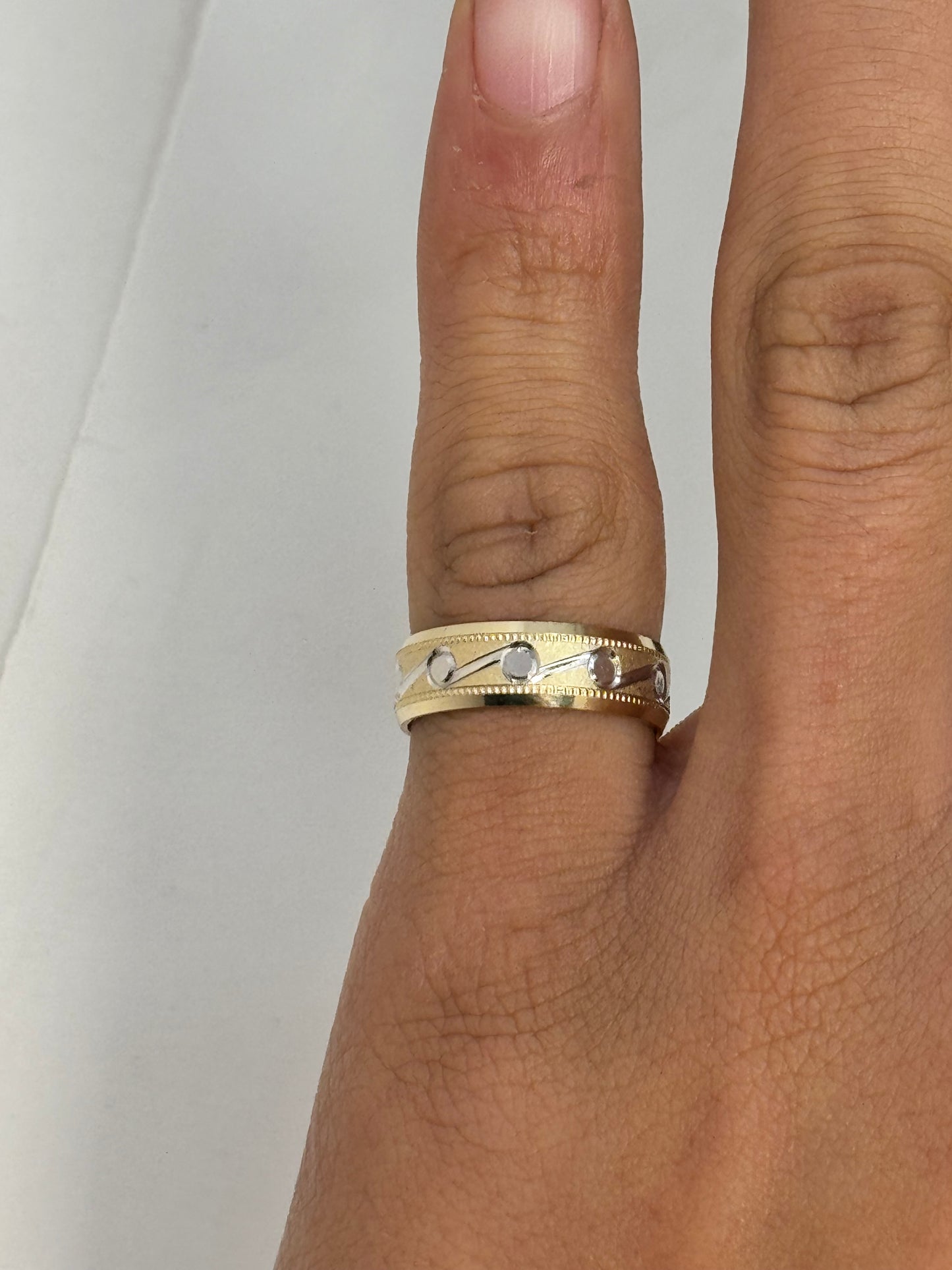 14k gold 2 tone wedding band