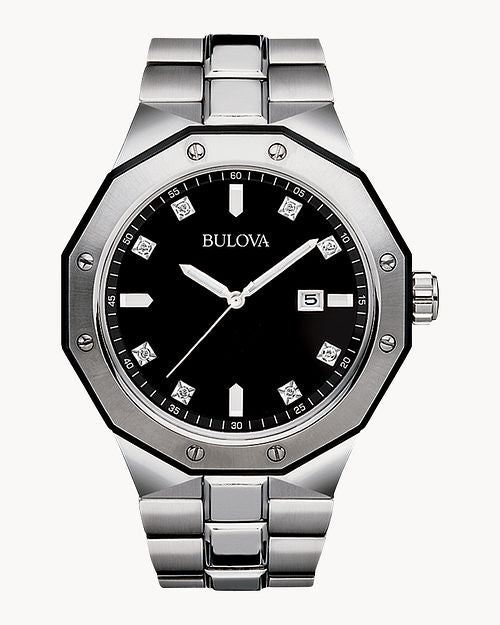 Bulova Mens Classic Black Diamond Dial 98D103