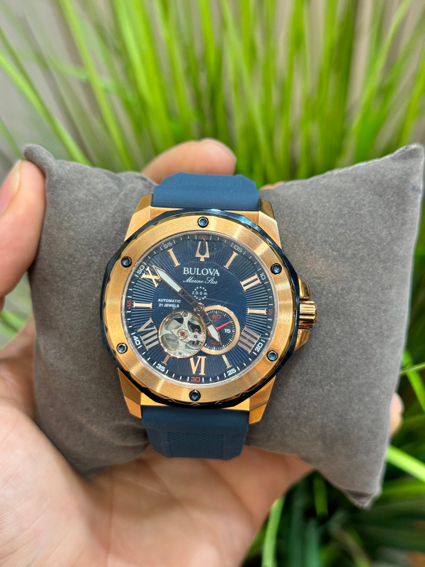 Marine star Marine Star Automatic Blue Rubber Strap Rose Gold 44mm