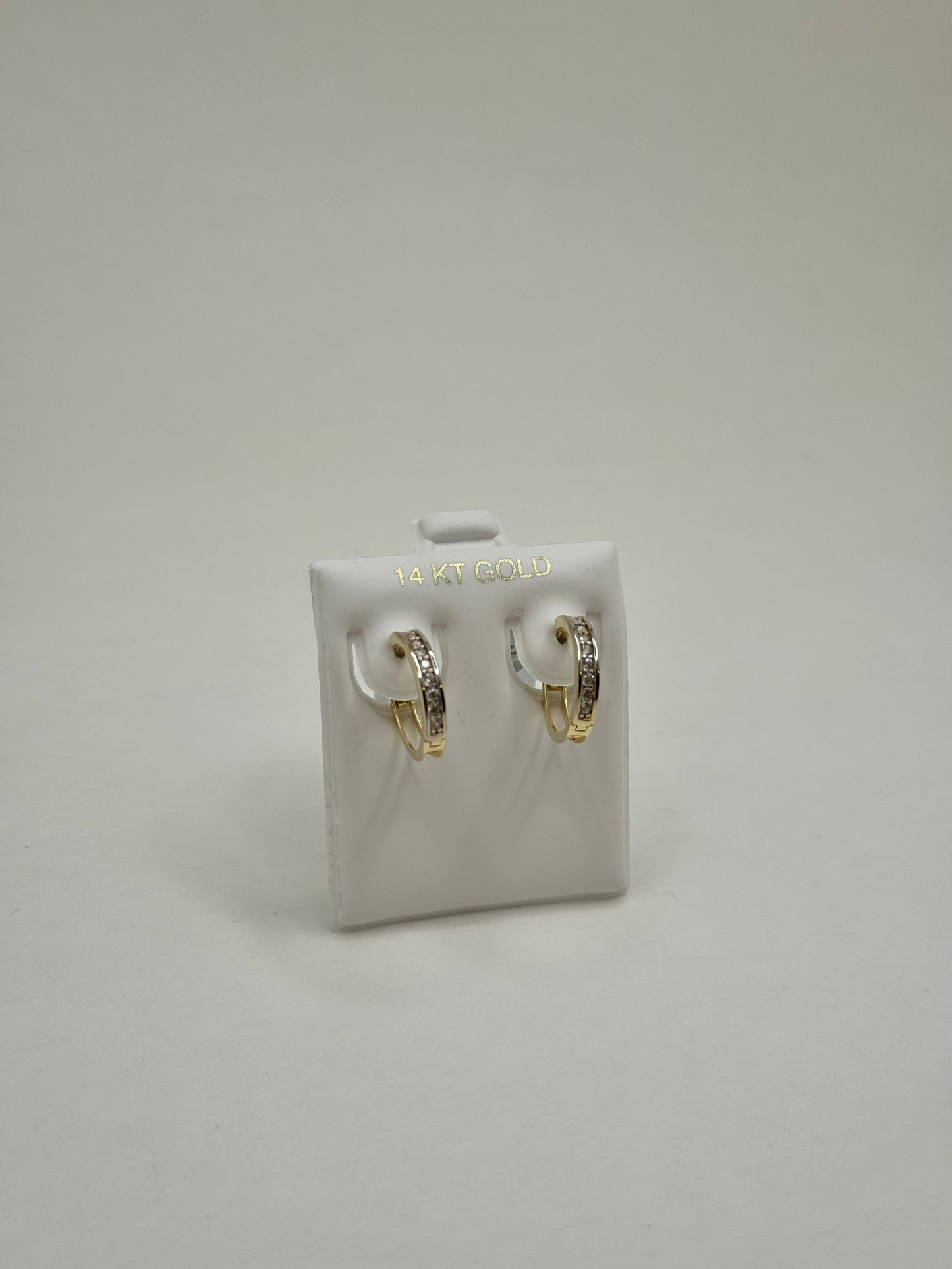 14k Gold Huggie earrings for women with cubic zirconia