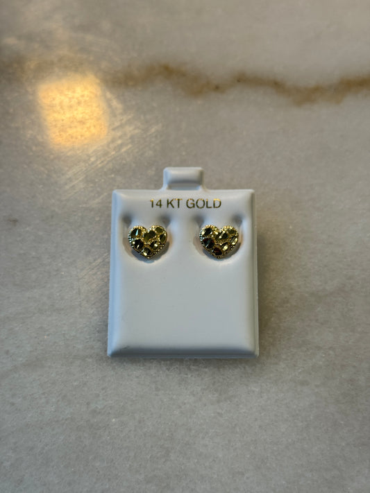 14k gold heart zircon earrings for women