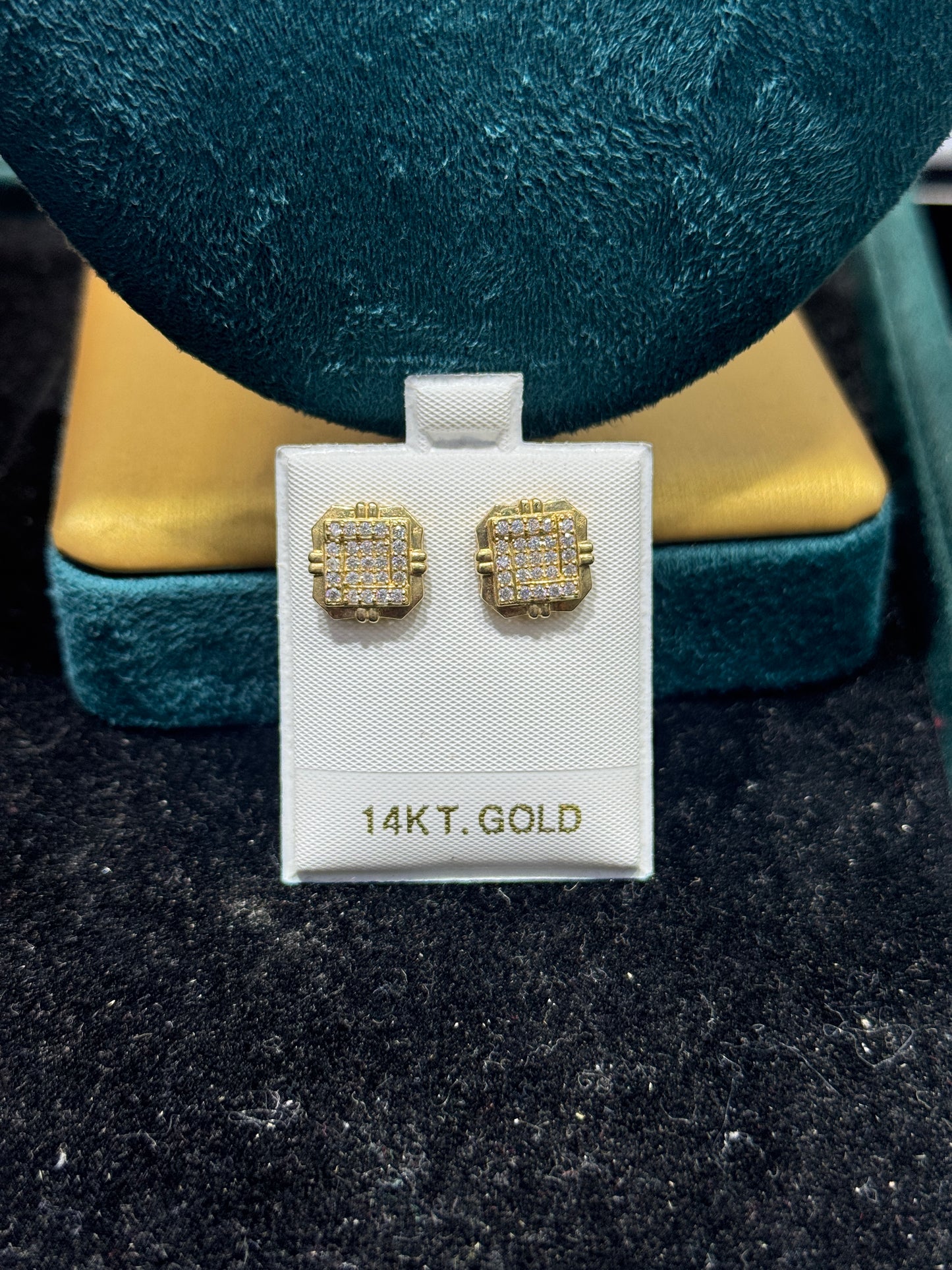 14K Gold Square Cubic Zirconia Stud Earrings for men – Bold Shine, Everyday Luxury