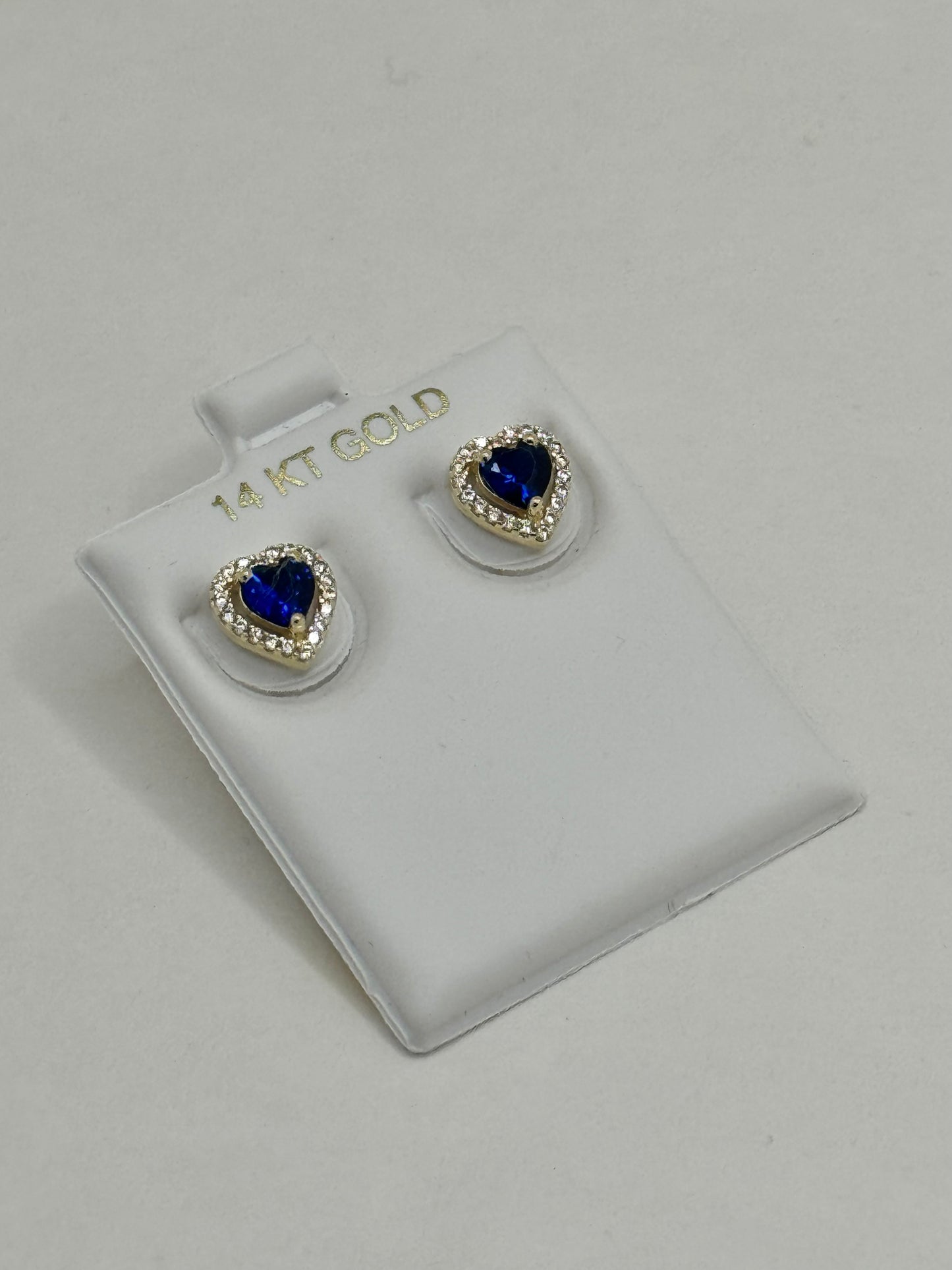 14K Gold Heart Stud Earrings with Cubic Zirconia