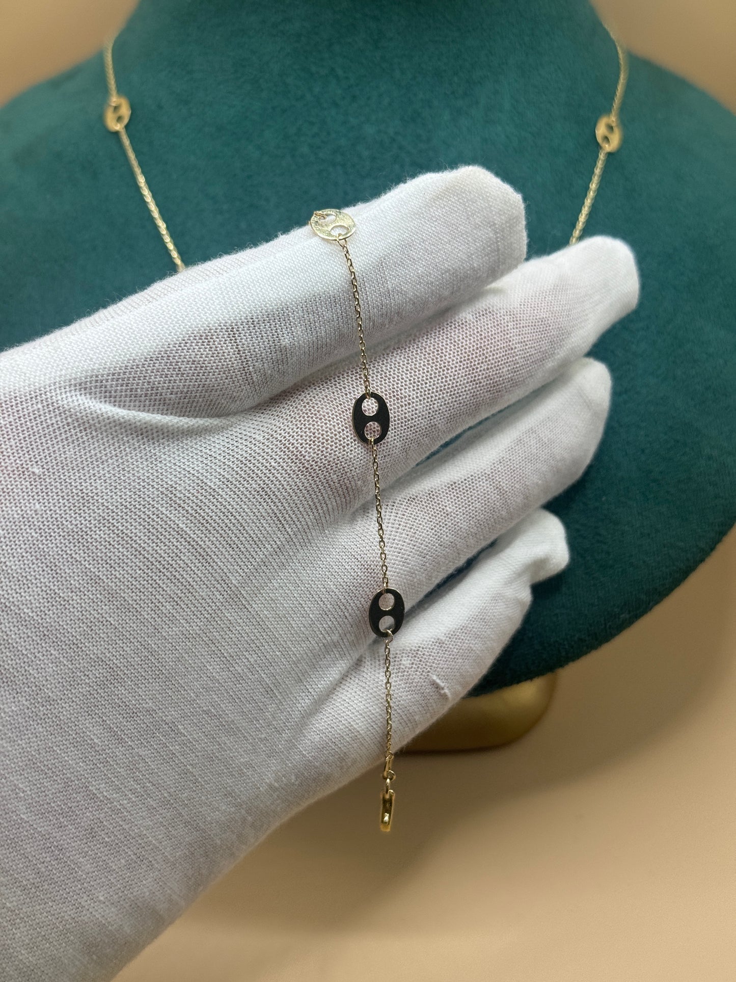 14K Gold Mariner Link Jewelry Set – Adjustable 17” Necklace & 7” Bracelet for Women, Solid Gold Matching Set