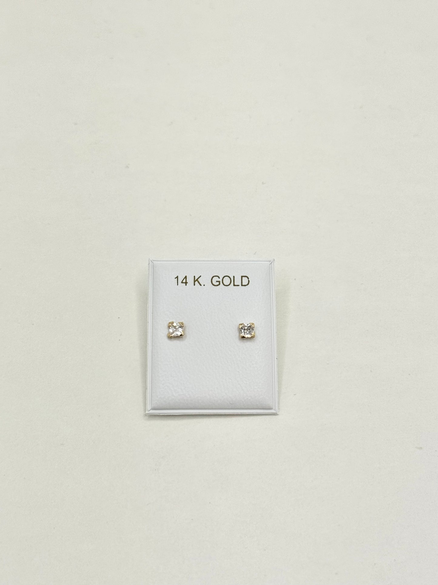 14k Gold Stud earring with cubic zirconia unisex