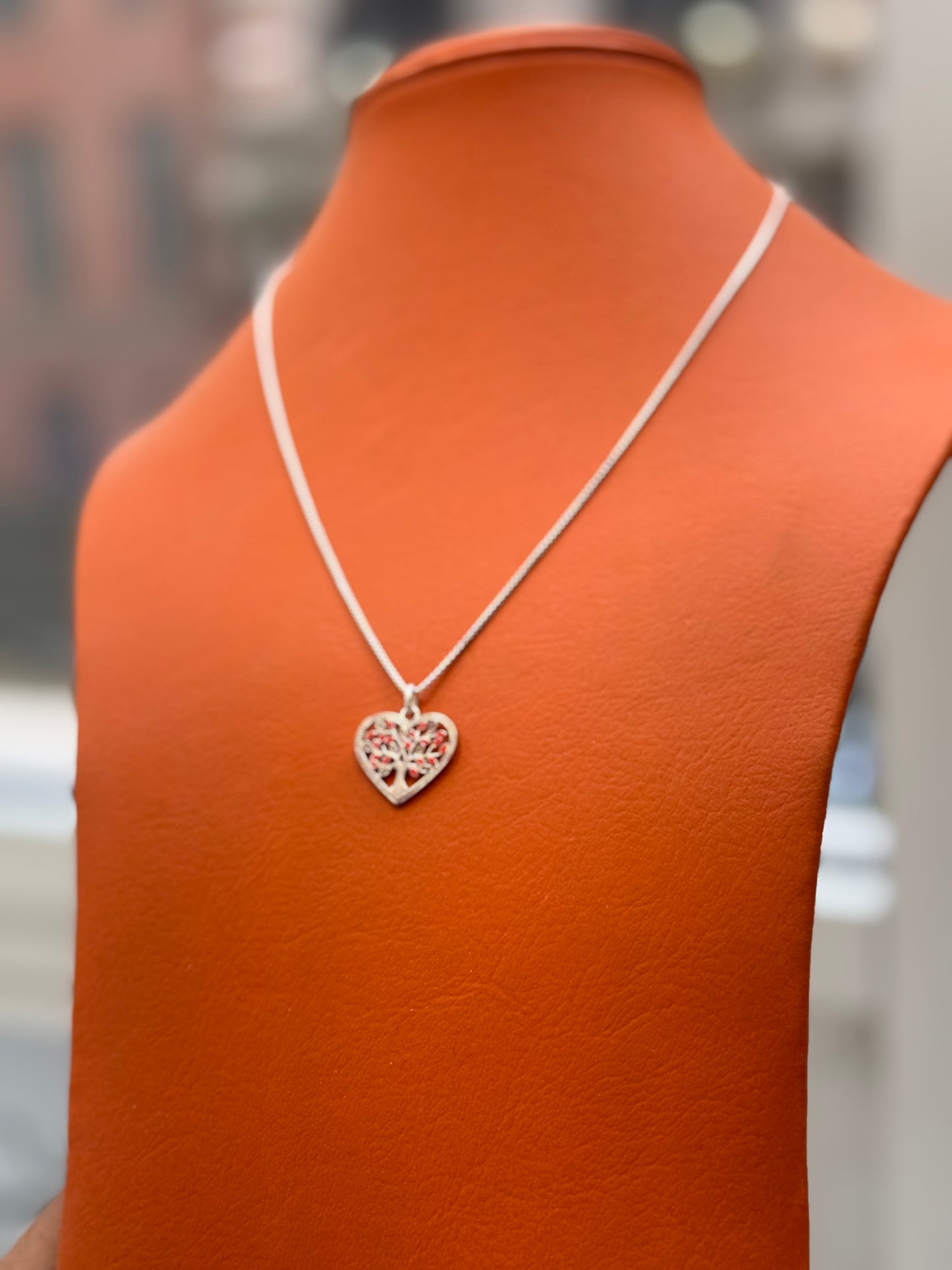 round box chain with heart pendant 20”inch long  (925 sterling silver)