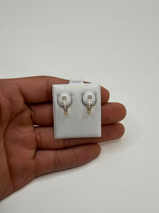 14k Gold Huggie earrings for women with cubic zirconia