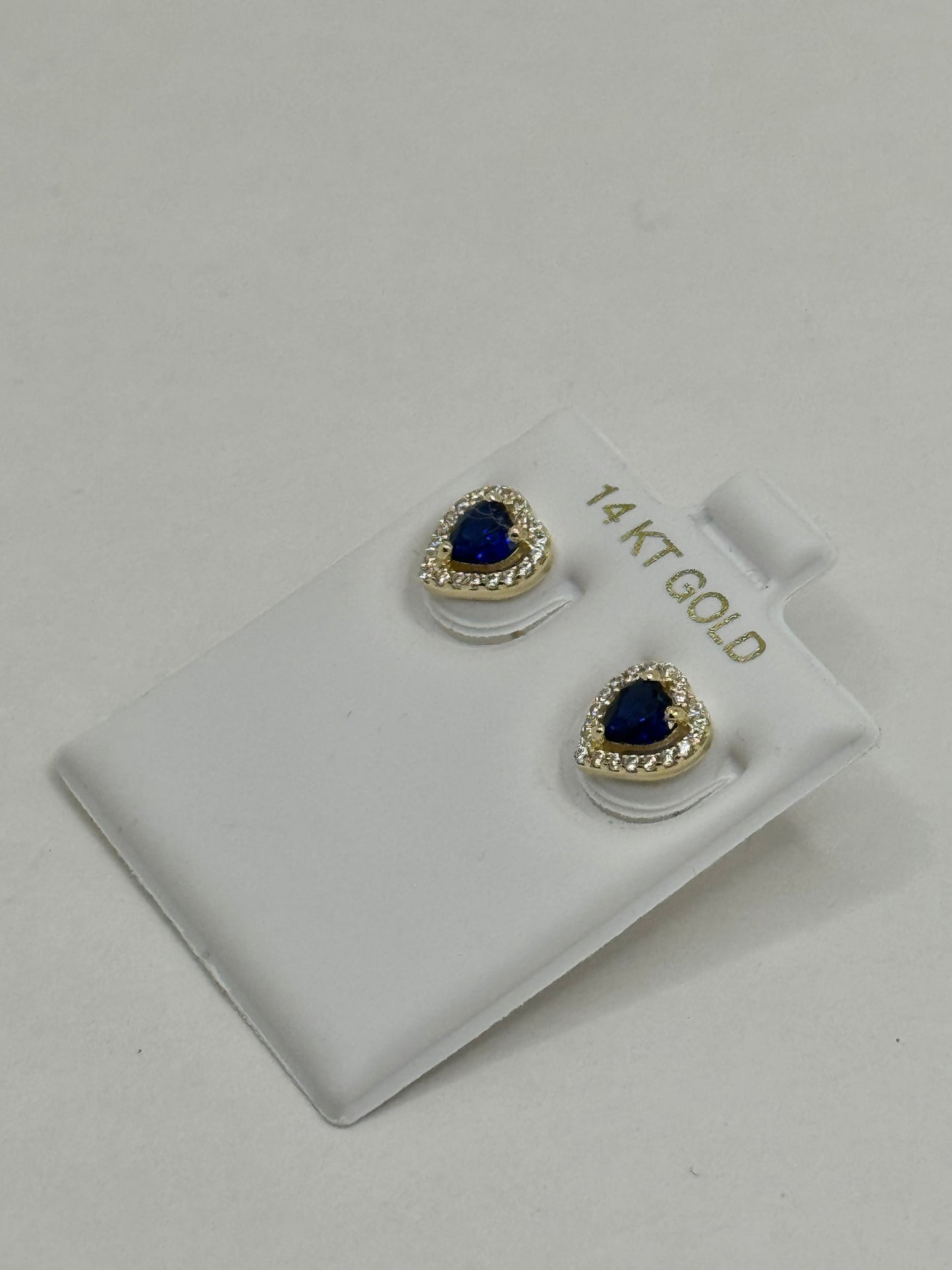 14K Gold Heart Stud Earrings with Cubic Zirconia