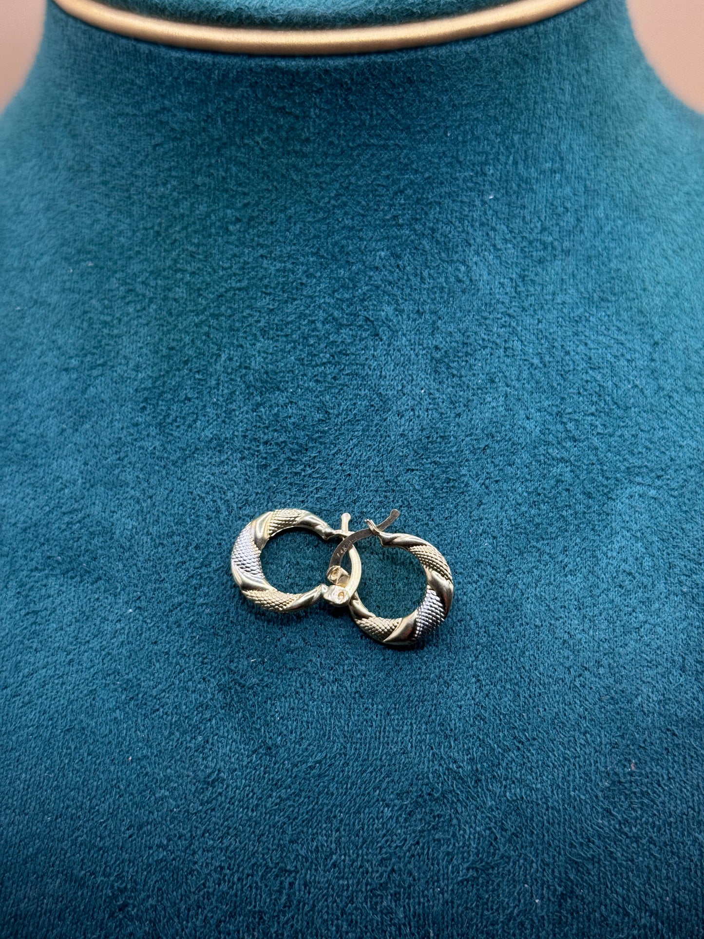 14K Two Tone Gold Hoop Earrings – White & Yellow Gold Hoops for Women, Dainty Everyday Jewelry