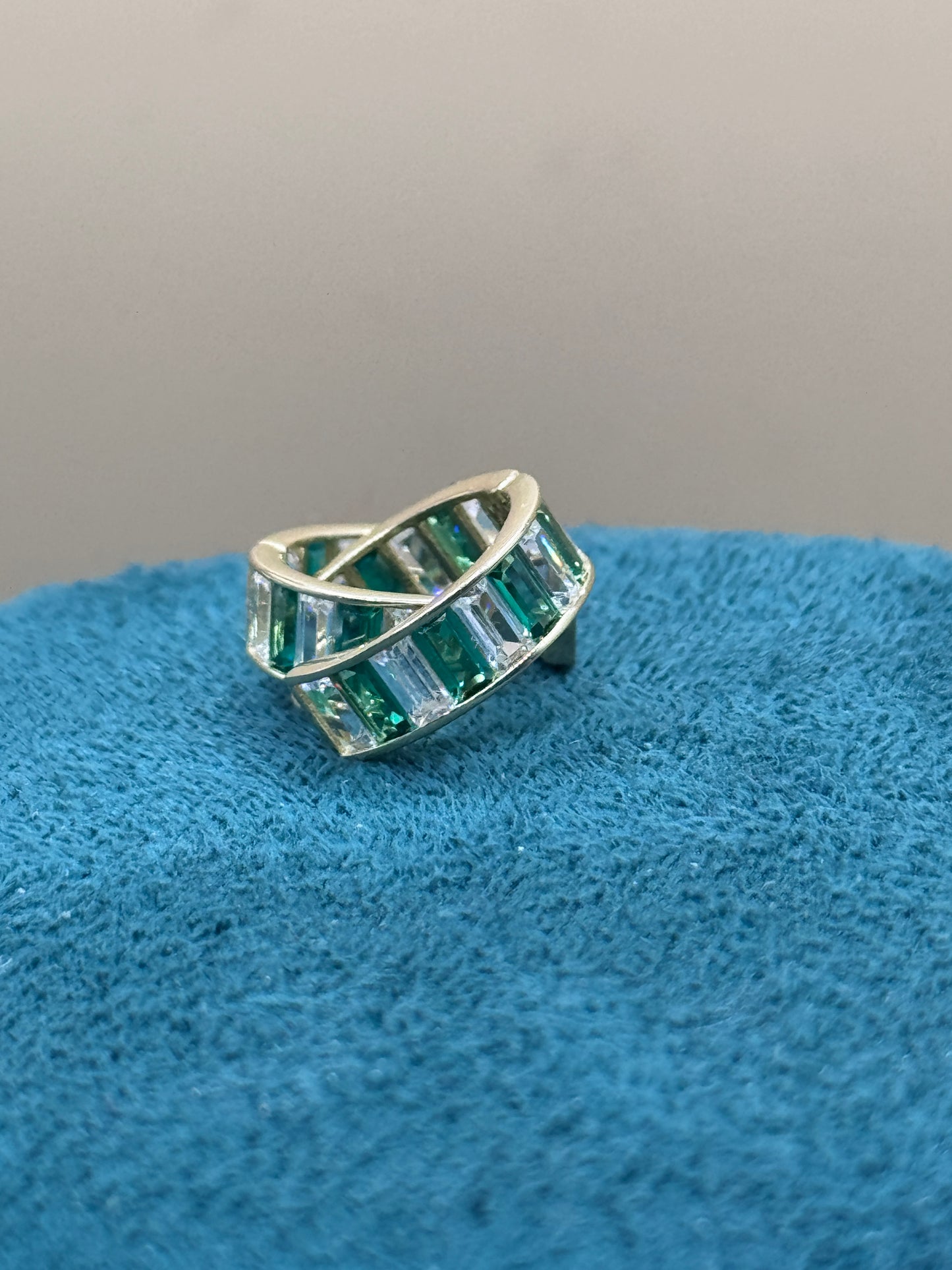 14K Gold Baguette Hoop Earrings with Emerald – Luxury Gold Hoops for Women, Green Stone Earrings