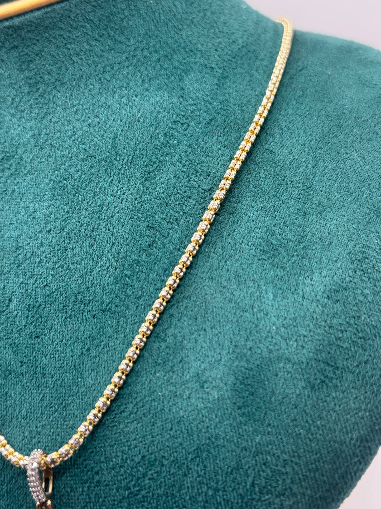 14K Gold Iced Chain 20” long with Diamond Teddy Bear Pendant – Unisex Statement