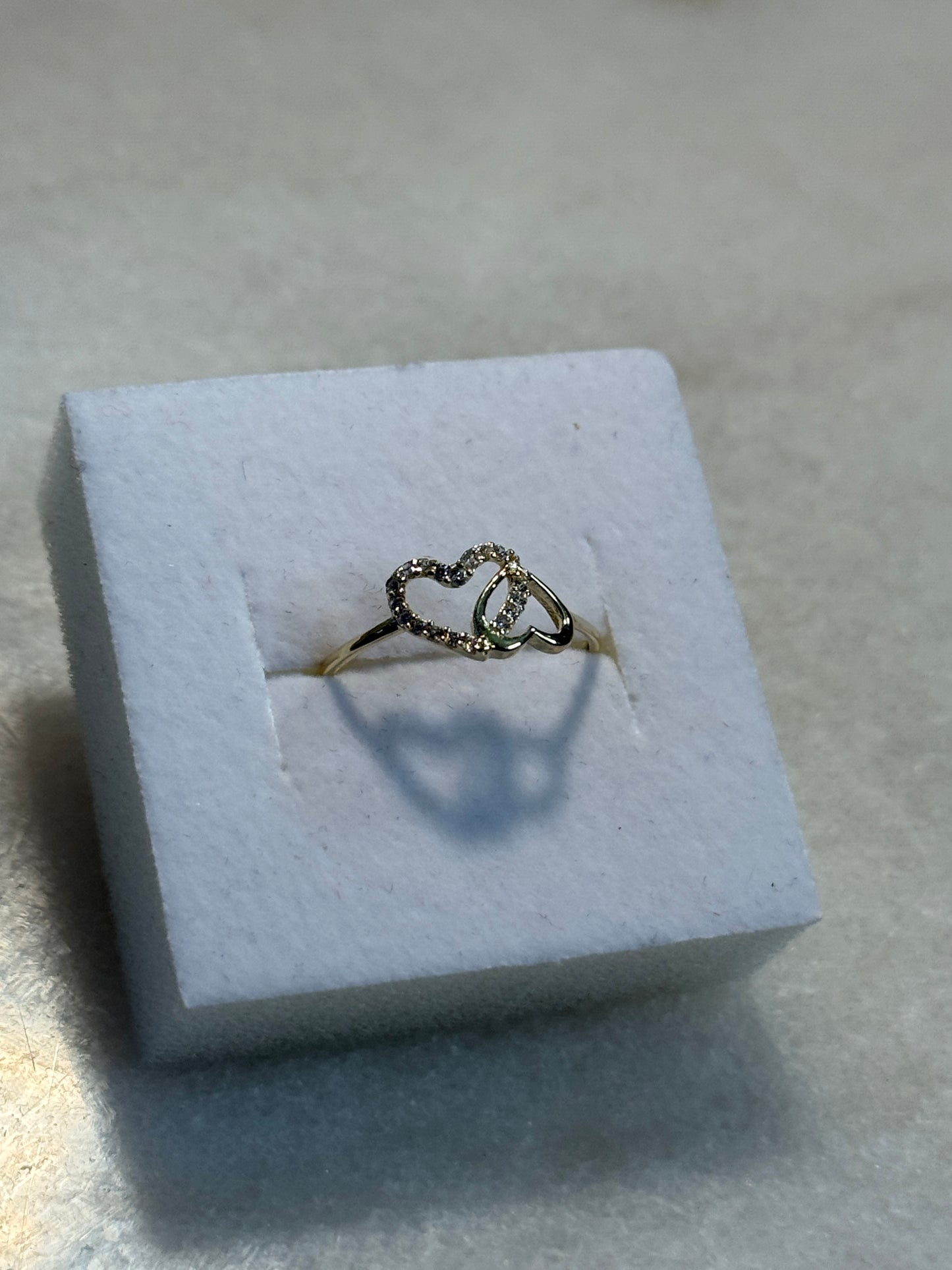 14K Gold double heart Ring with ZC for Women  ❤️