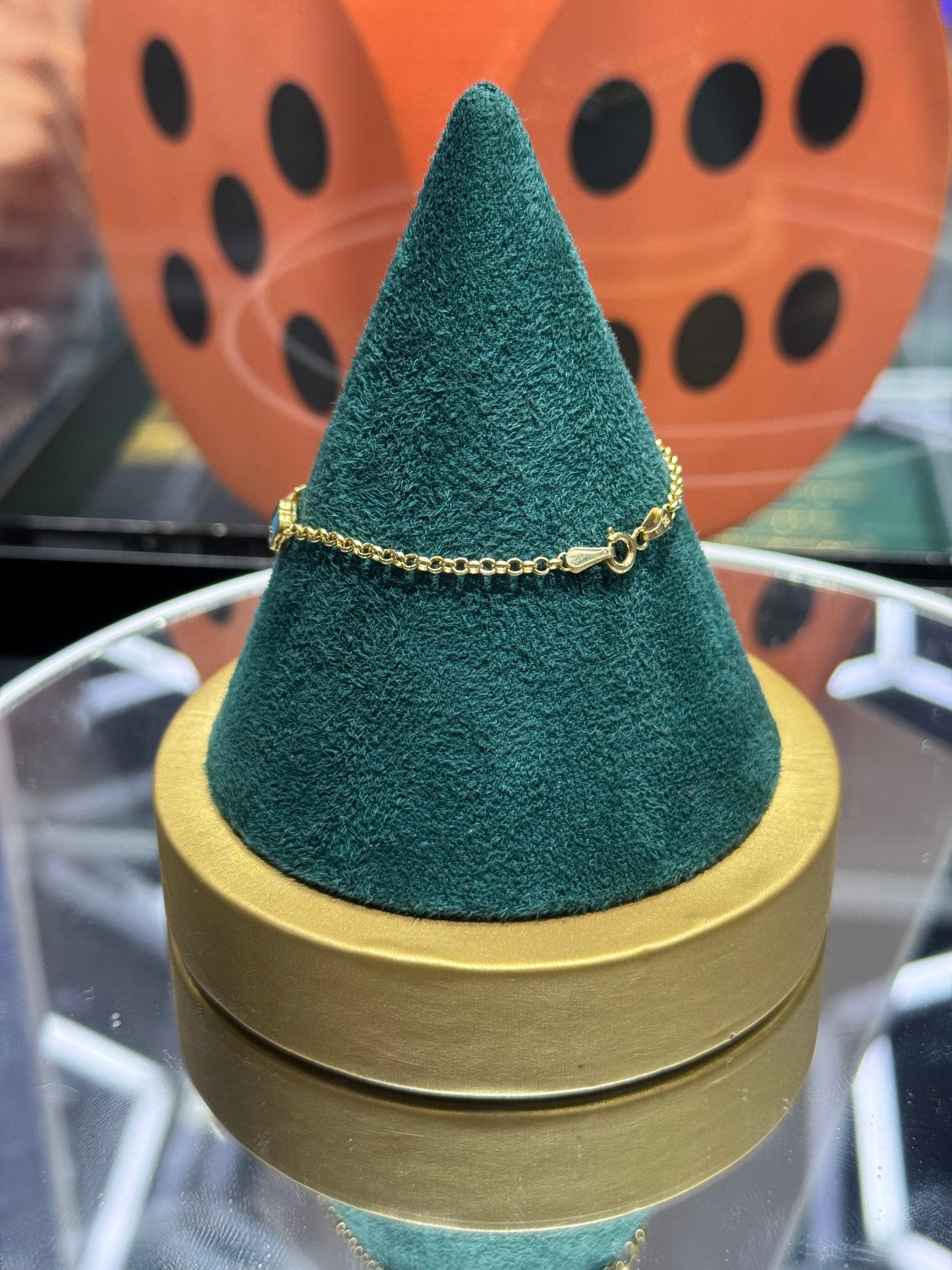 14k gold Baby engraved clover bracelet 6” inch long