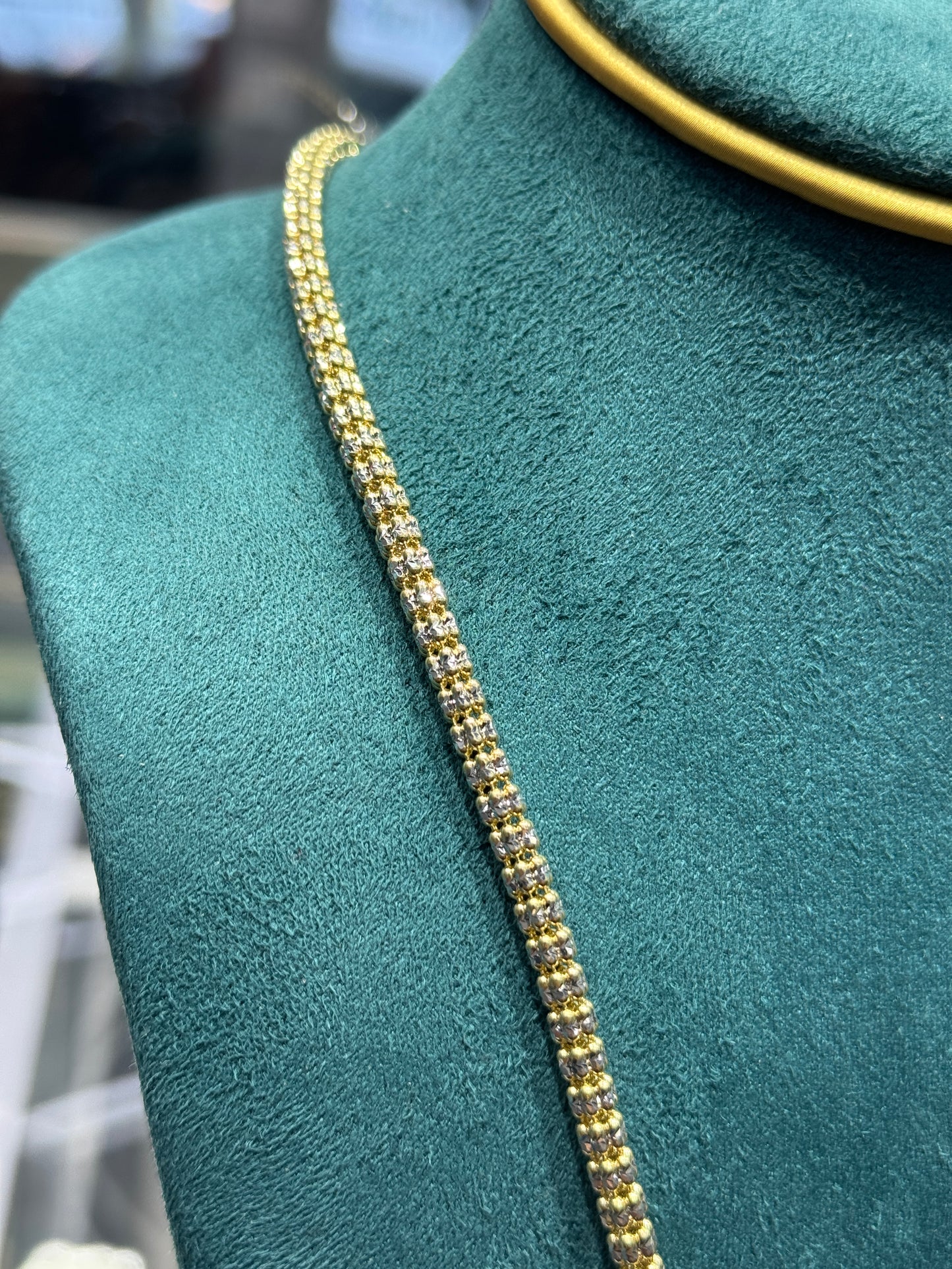 14K Gold Ice Chain with Jesus Face Pendant 24”