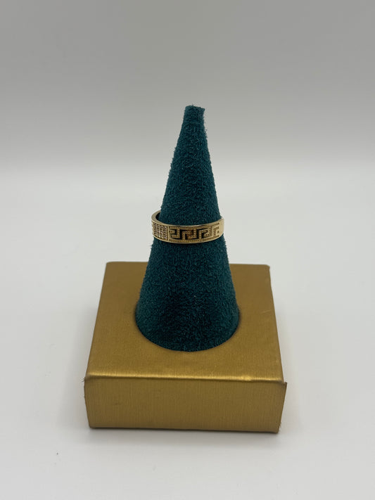 14K Gold Unisex ZC Ring – Greek Key Design