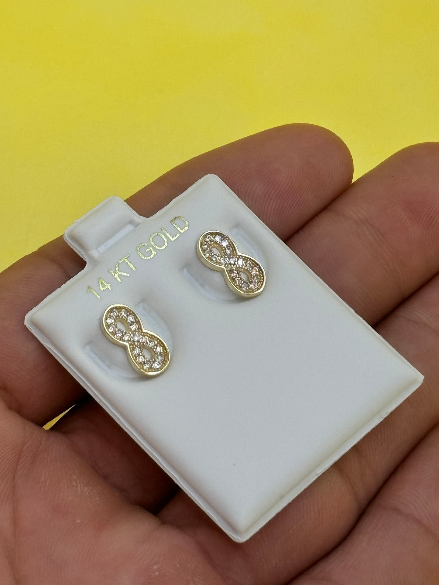 14k gold infinity earring for Women with cubic zirconia