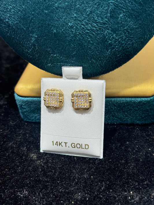 14K Gold Square Cubic Zirconia Stud Earrings for men – Bold Shine, Everyday Luxury