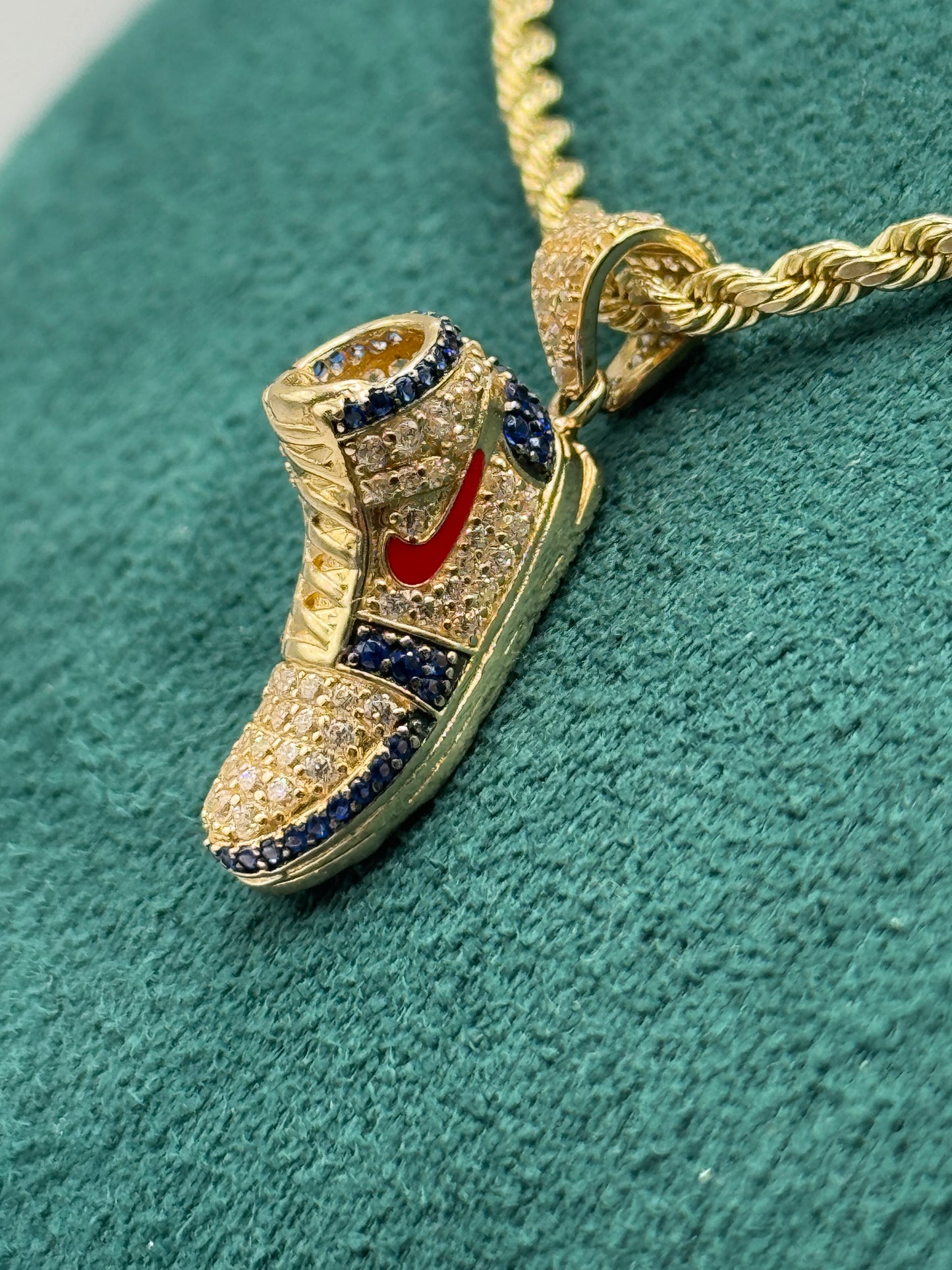 14K Gold Rope Chain with Shoe Pendant 23” long for men
