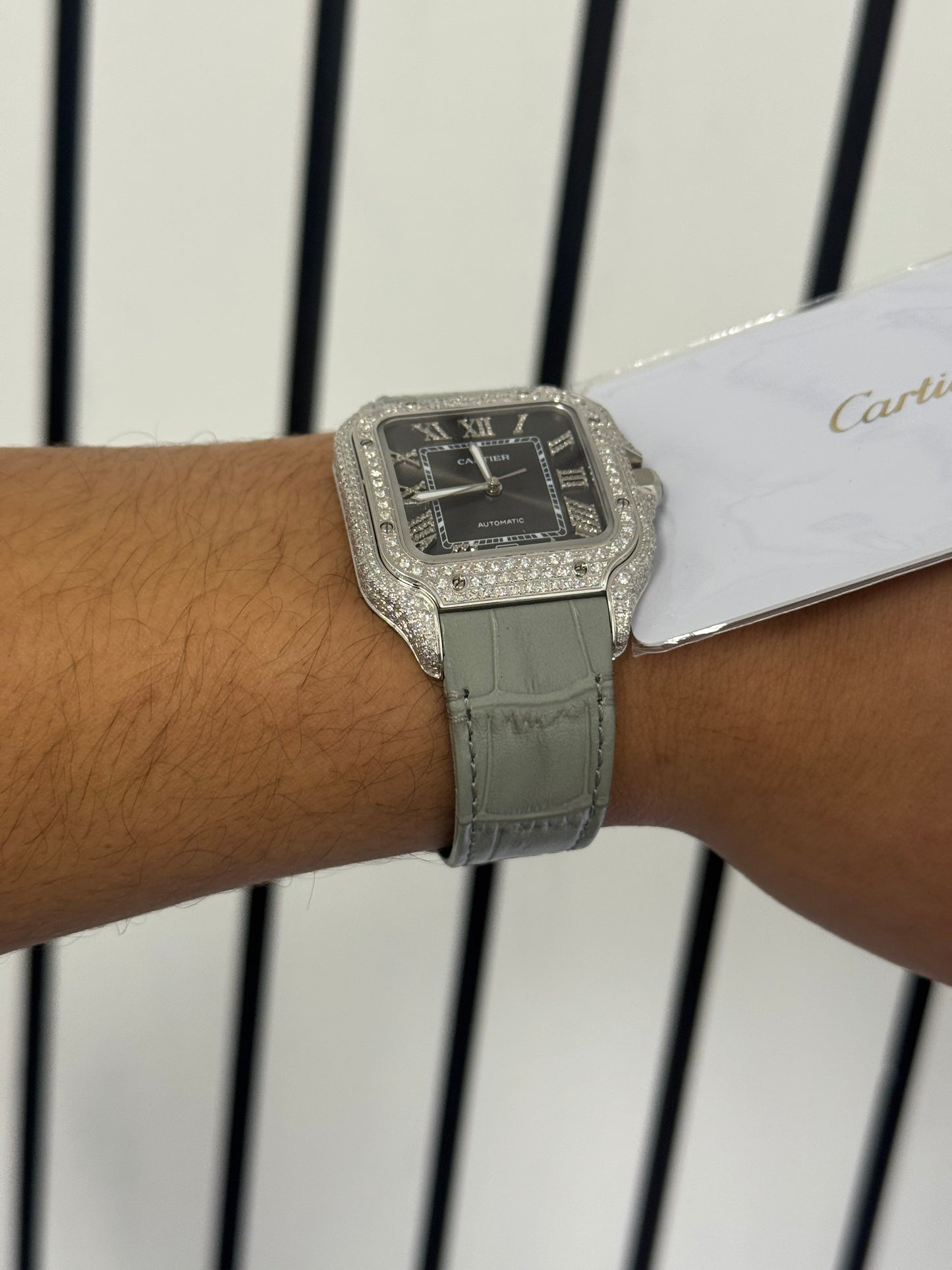 Cartier Santos Watch with Diamond Bezel – Luxury Timepiece