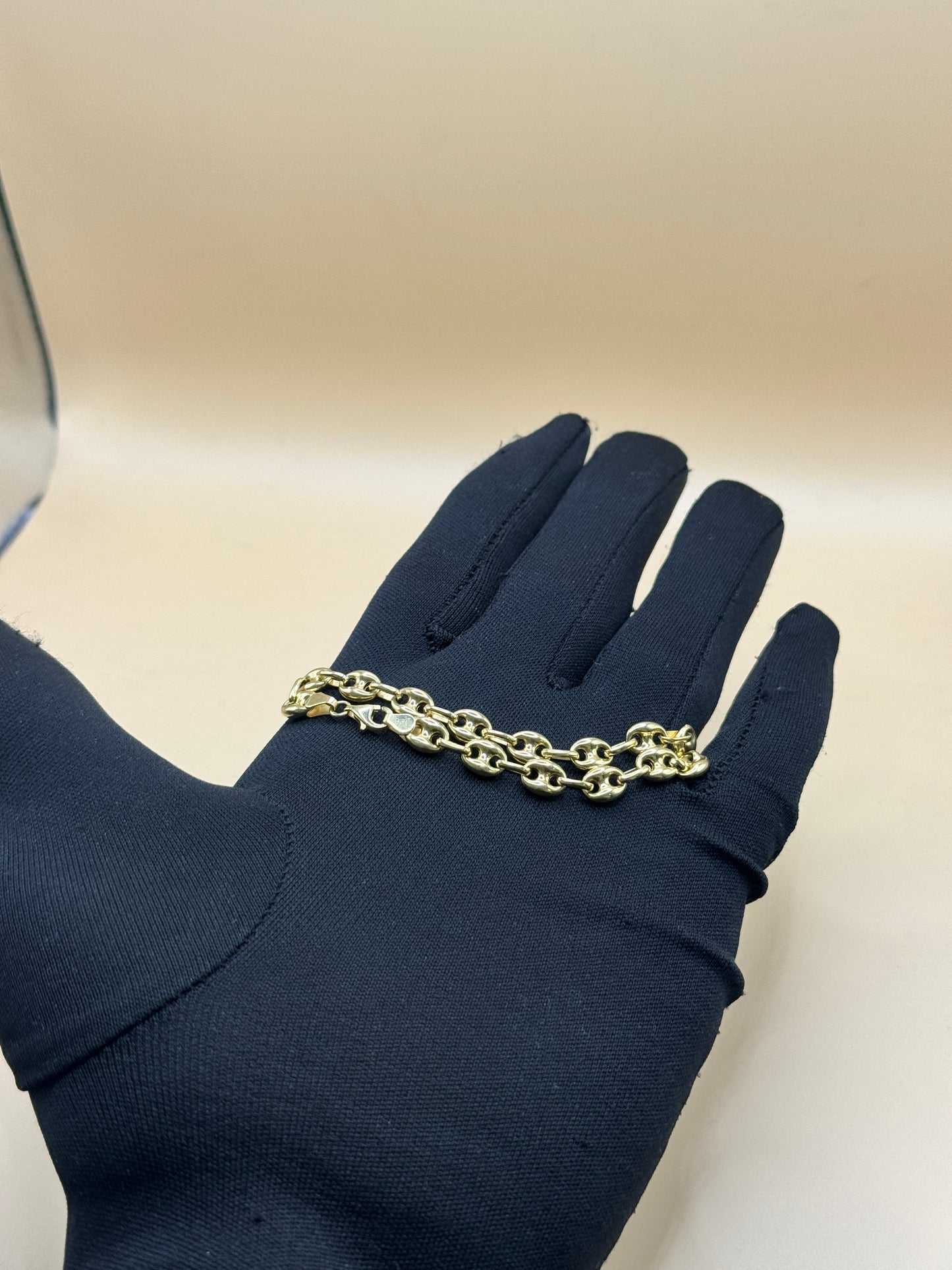 14K Gold Puffed Mariner Link Bracelet – 7” for women