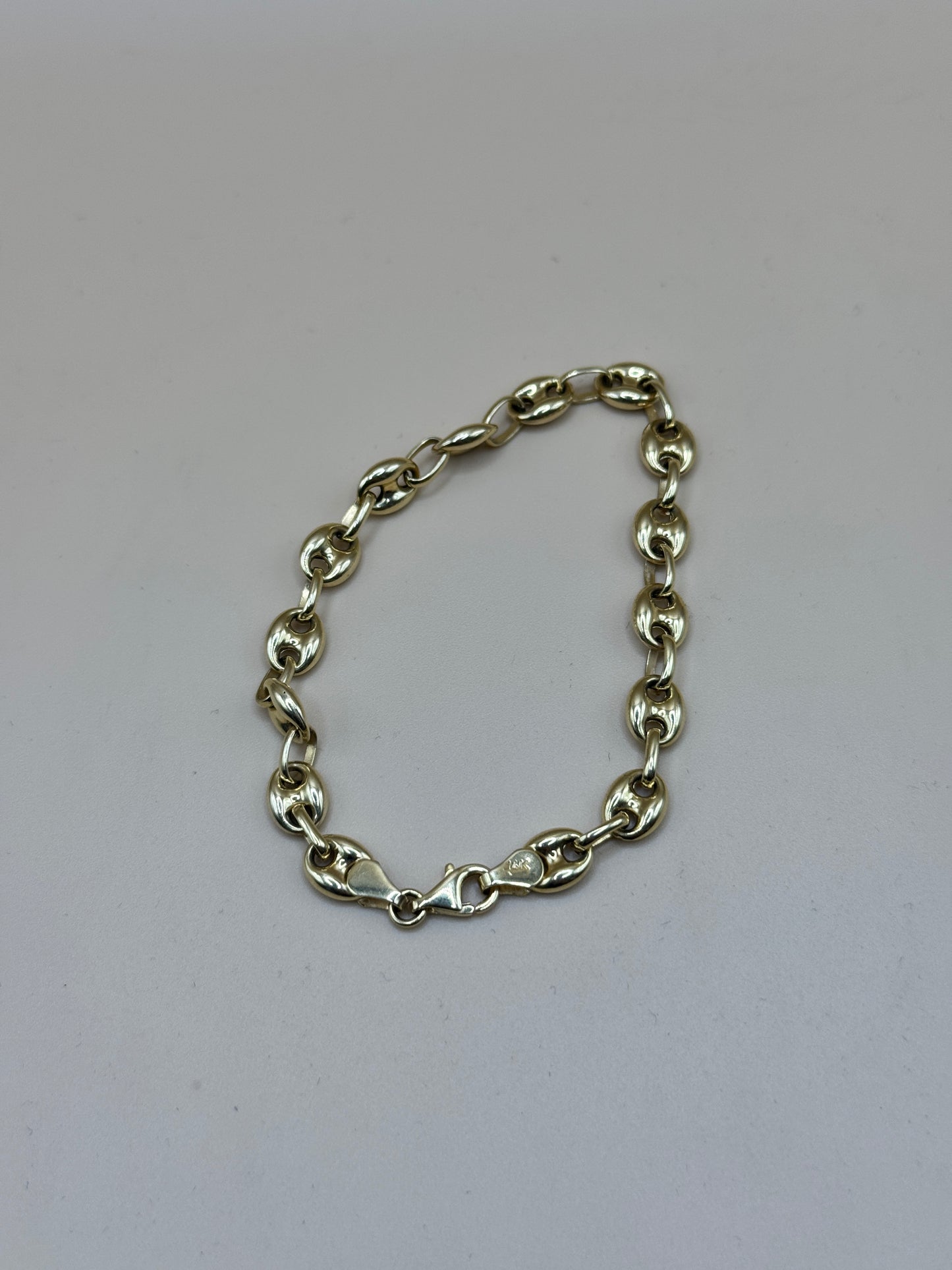 14K Gold Puffed Mariner Link Bracelet – 7” for women