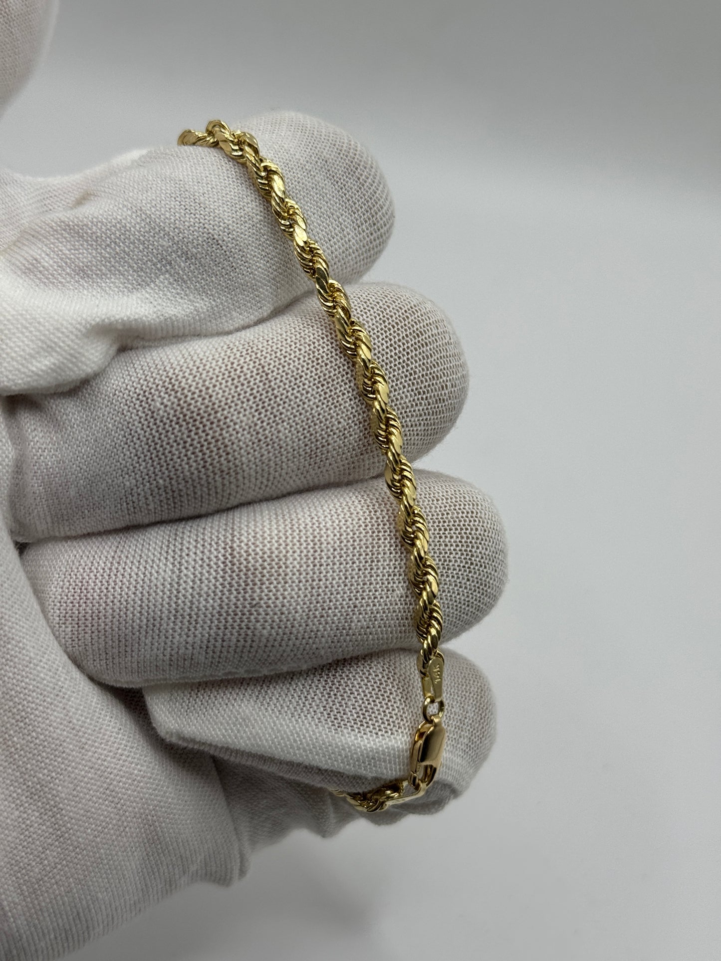 14K Gold Rope Bracelet for Men – 3.4mm