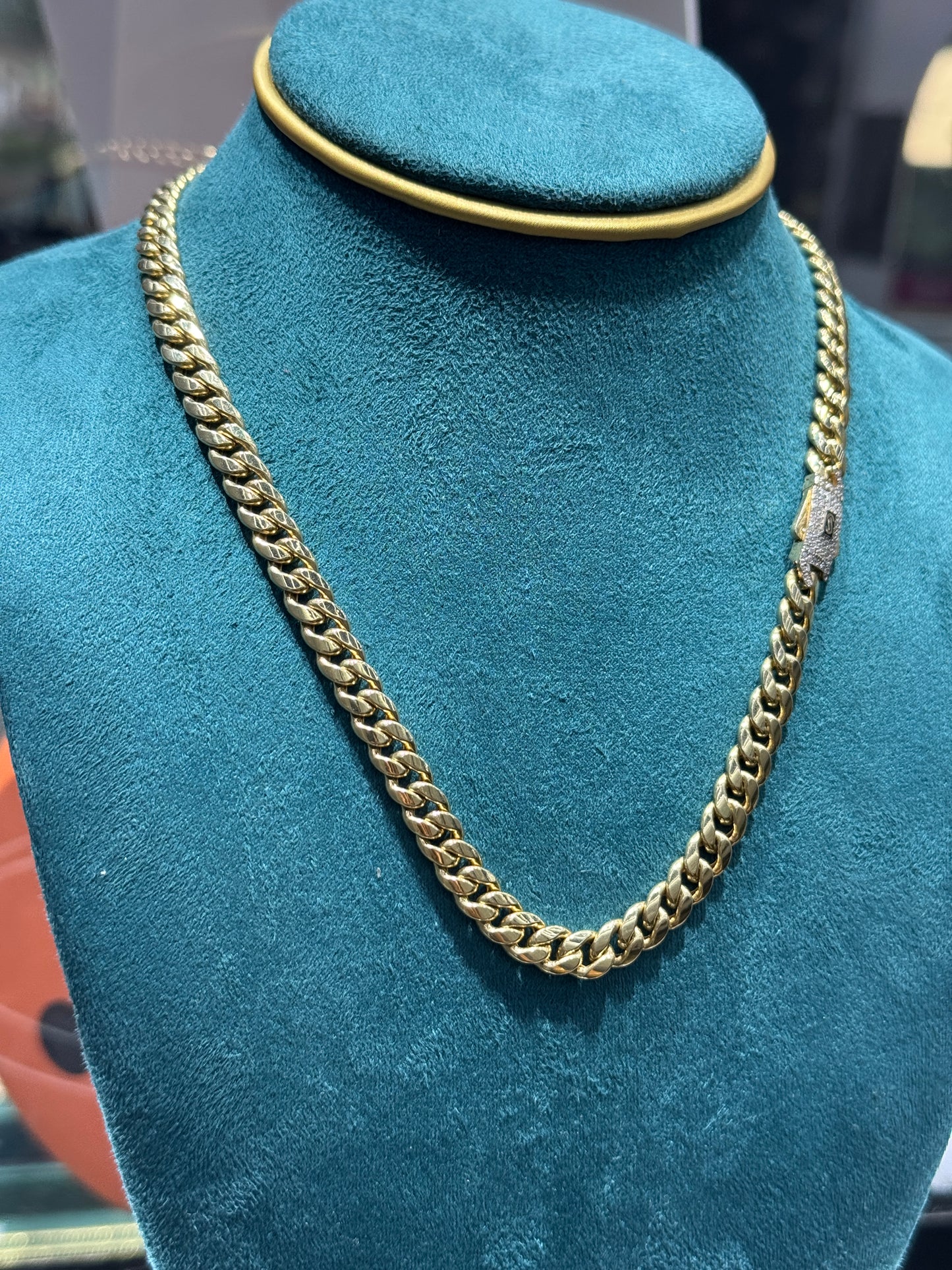 (14K Gold Hollow cuban Chain – 18Inch (Approx. 18.5g) 7.2mm – necklace for women