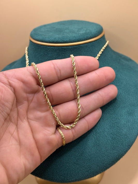 14K Gold Rope Chain 22” Semi Solid – Real Gold Necklace 6–8g, Lightweight Gold Chain, Everyday Jewelry