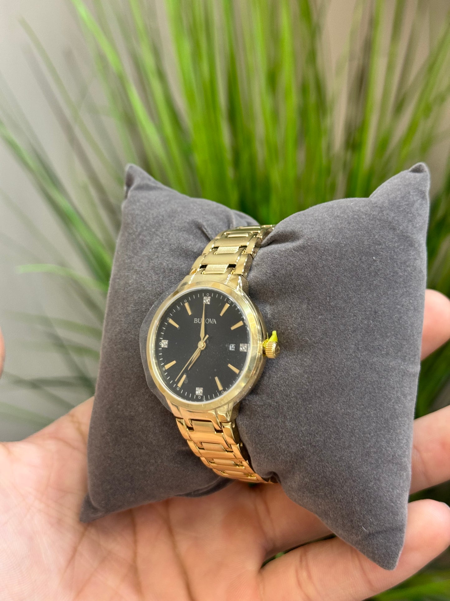 Bulova Women's Diamond Accent Gold-Tone Stainless Steel Bracelet Watch 33mm