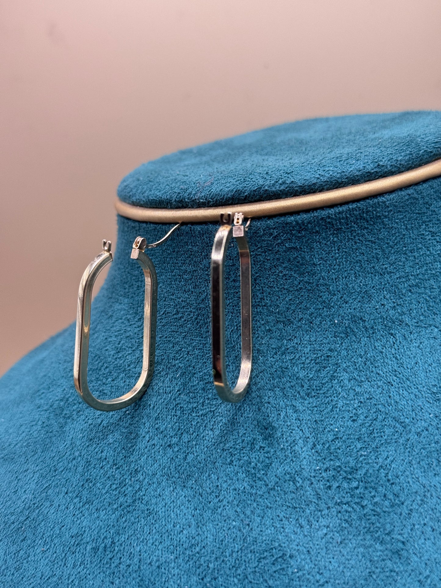 14K Gold Elongated Rectangular Hoop Earrings – Modern Geometric Hoops, Minimalist Gold Earrings for Women