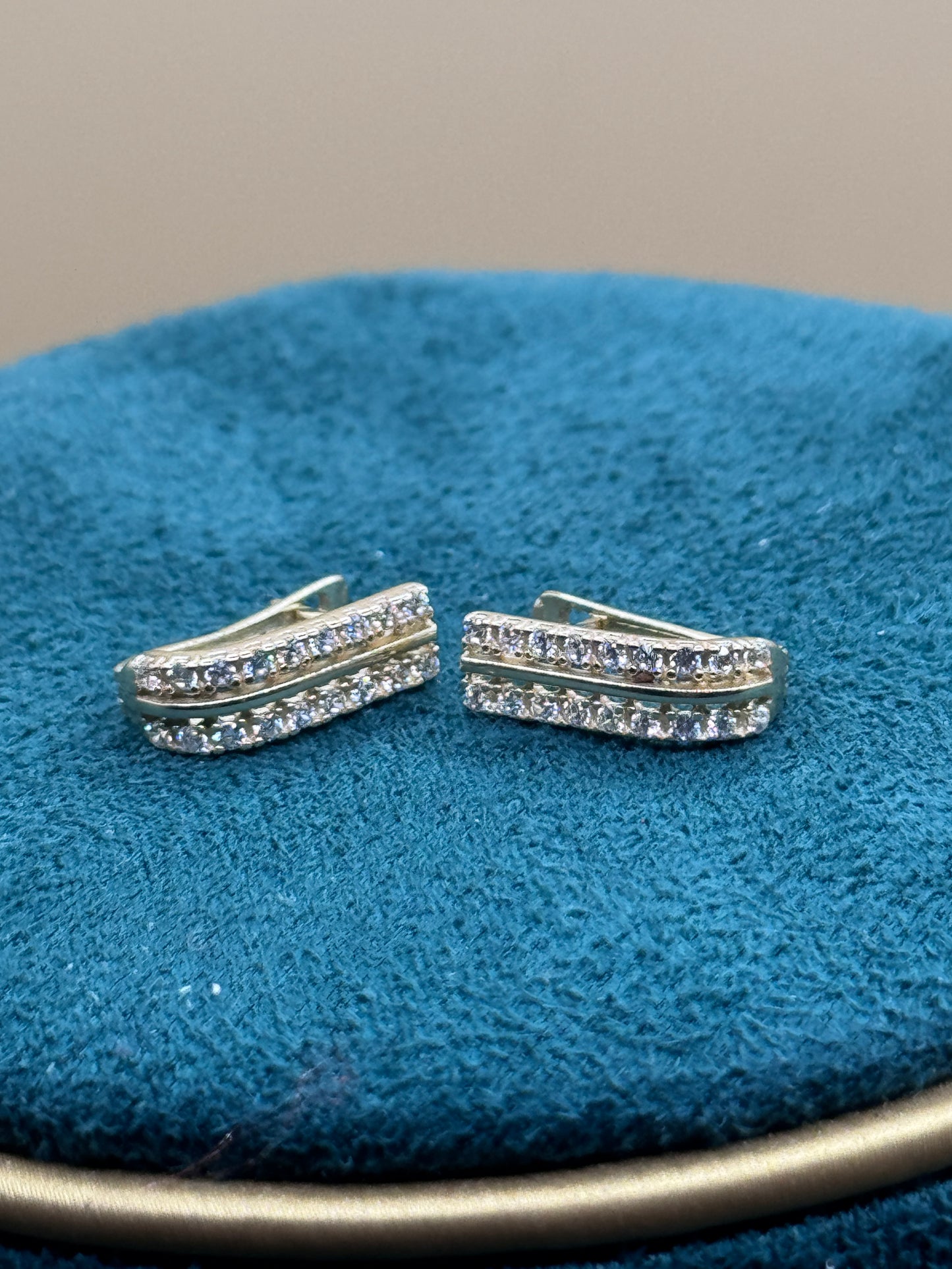 14K Gold Statement Hoop Earrings with Double Row CZ – Iced Out Hoop Earrings for Women, Luxury Gold Jewelry