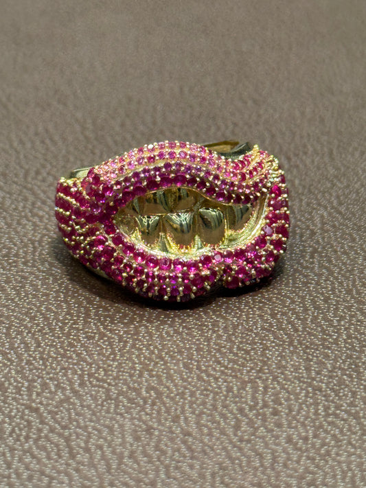 14k gold ring for women with iced grill with ZC